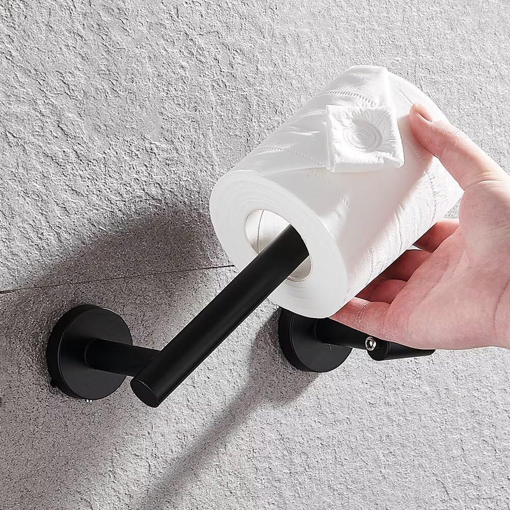 Matte Black Stainless Steel Round Pivoting Toilet Paper Holder