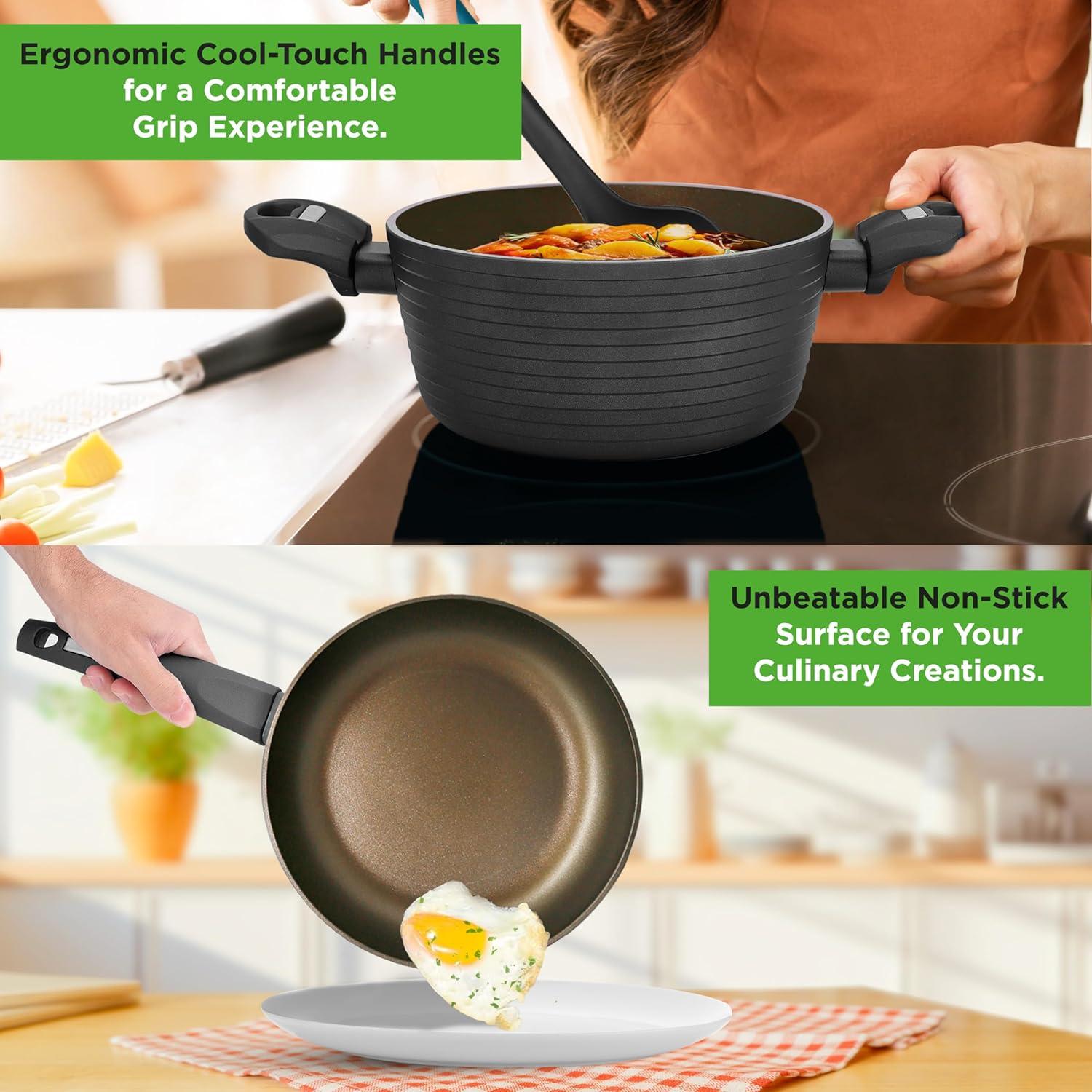 NutriChef 12 - Piece Non-Stick Aluminum Cookware Set
