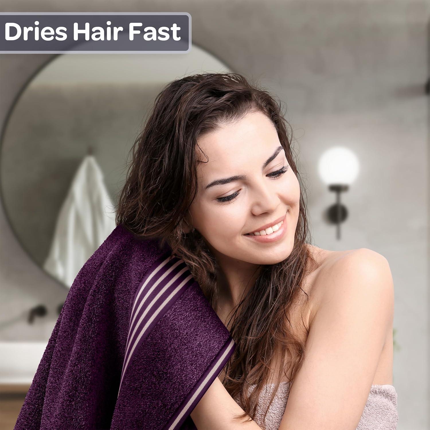 Lavish Home Luxury Cotton Bath Towels, Purple