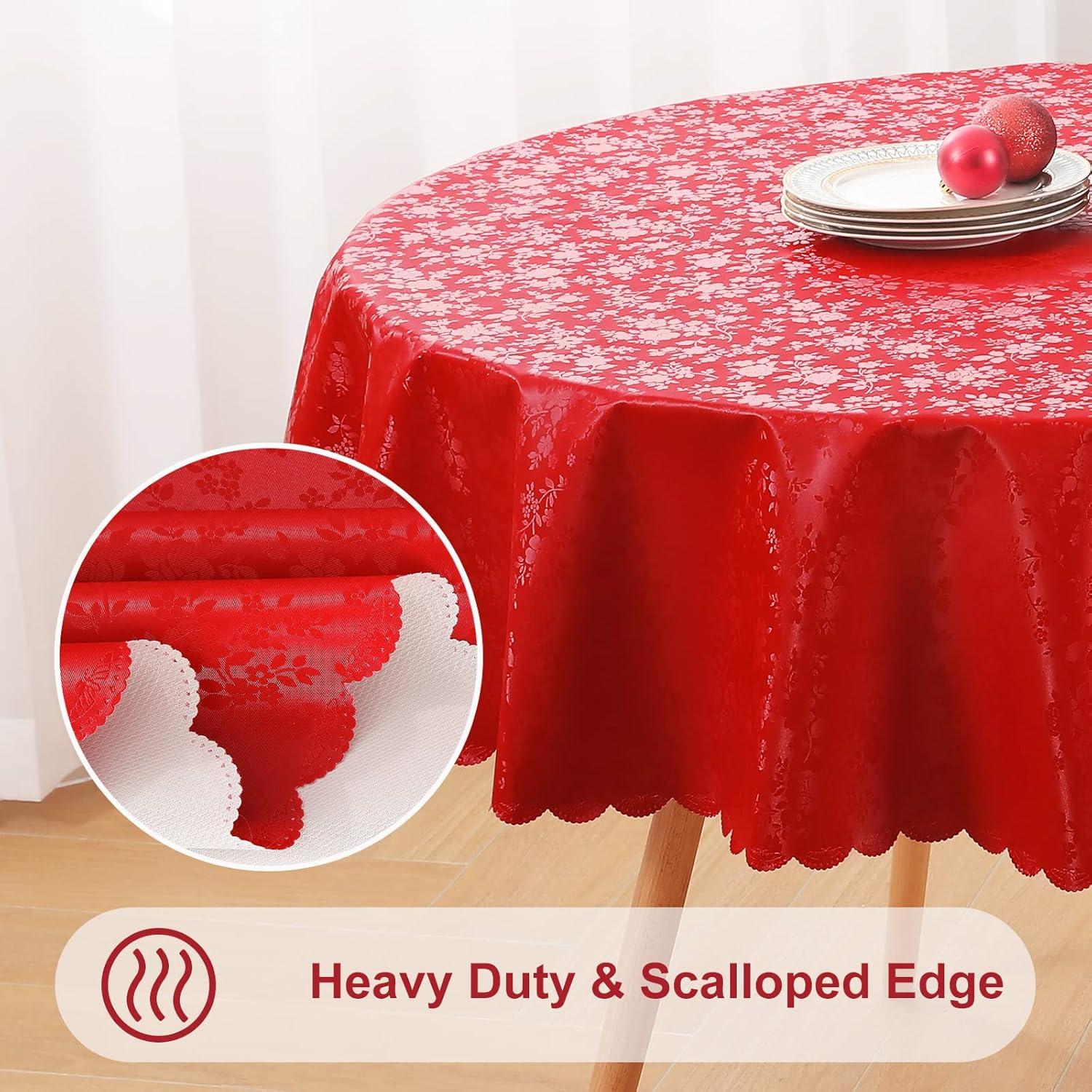 Collections Etc Fancy Scroll Scalloped Edge Festive Tablecloth