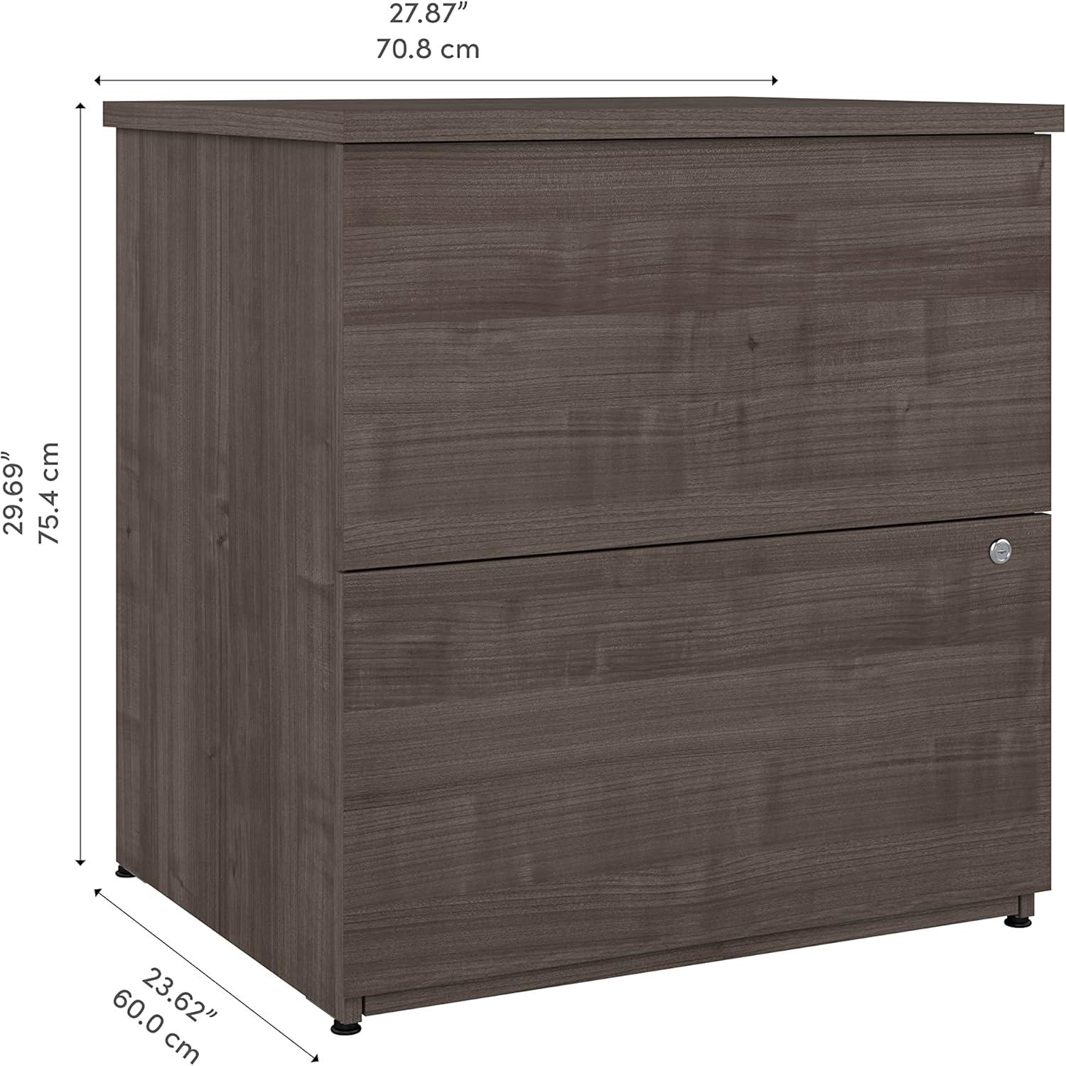 Bestar Ridgeley 2-Drawer Engineered Wood Lateral File Cabinet in Gray Maple