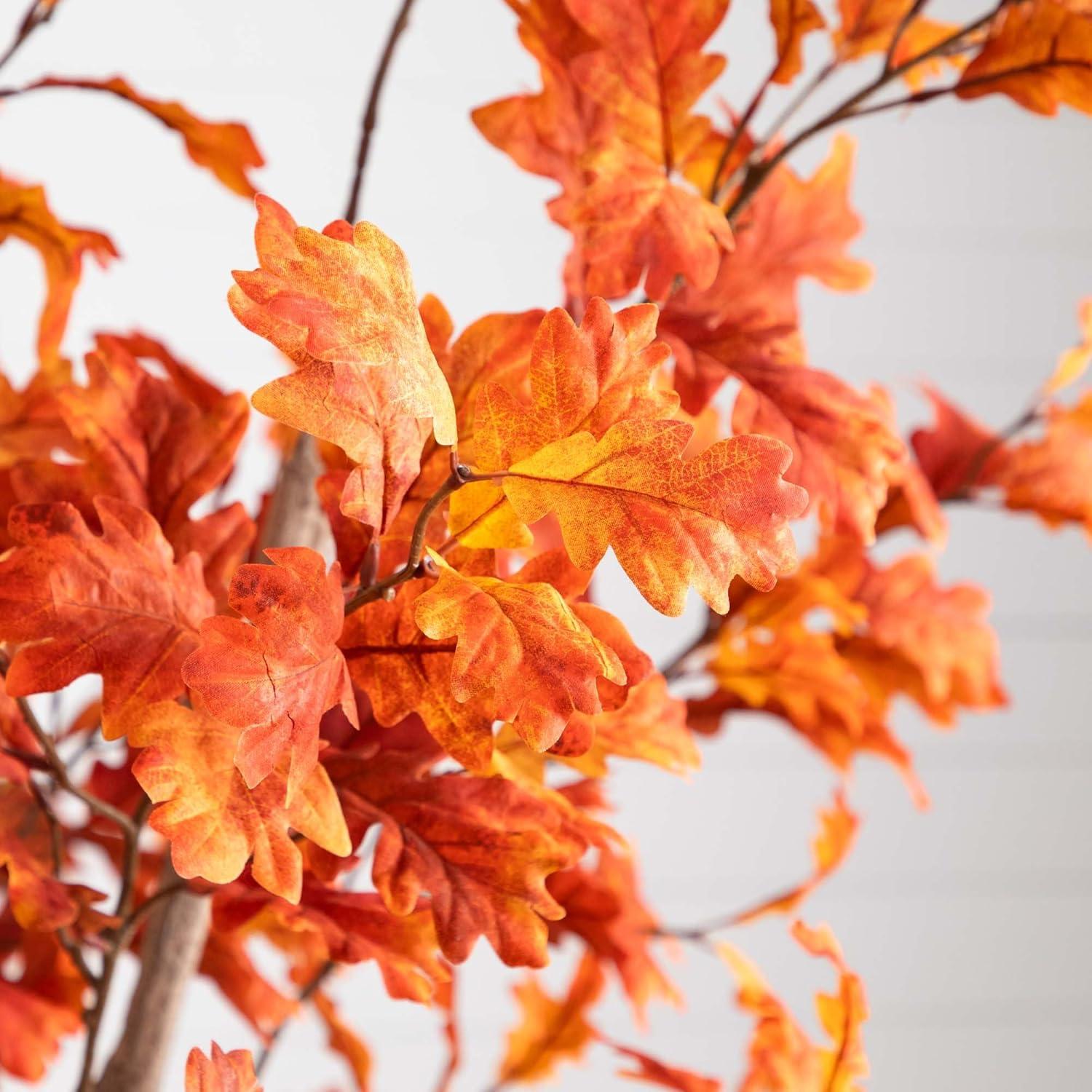 8-Foot Autumn Oak Artificial Tree in Black Pot