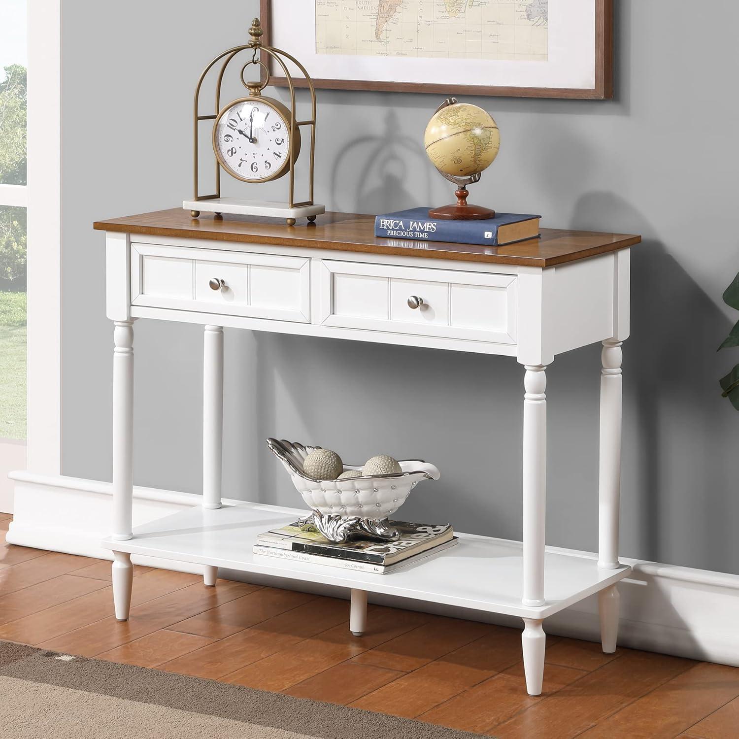 Convenience Concepts French Country Two Drawer Hall Table, Driftwood/White