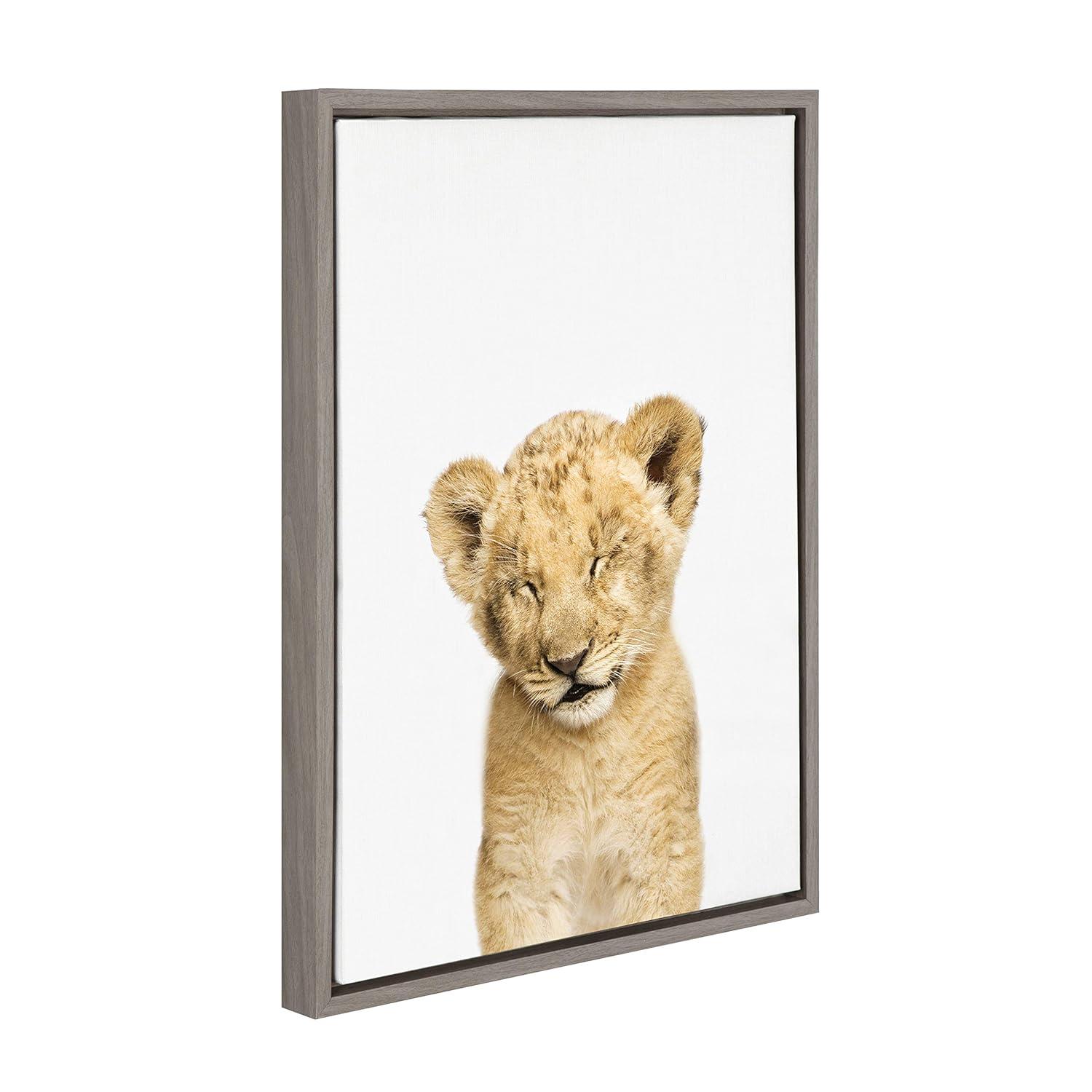 18" x 24" Sylvie Sleepy Lion Framed Canvas by Amy Peterson Gray - Kate and Laurel