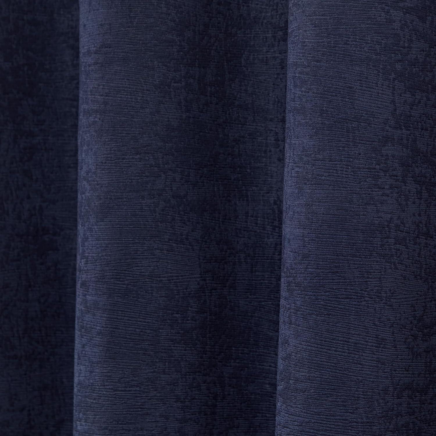 Set of 2 84"x52" Oxford Textured Sateen Thermal Room Darkening Grommet Top Window Curtain Panel Navy - Exclusive Home