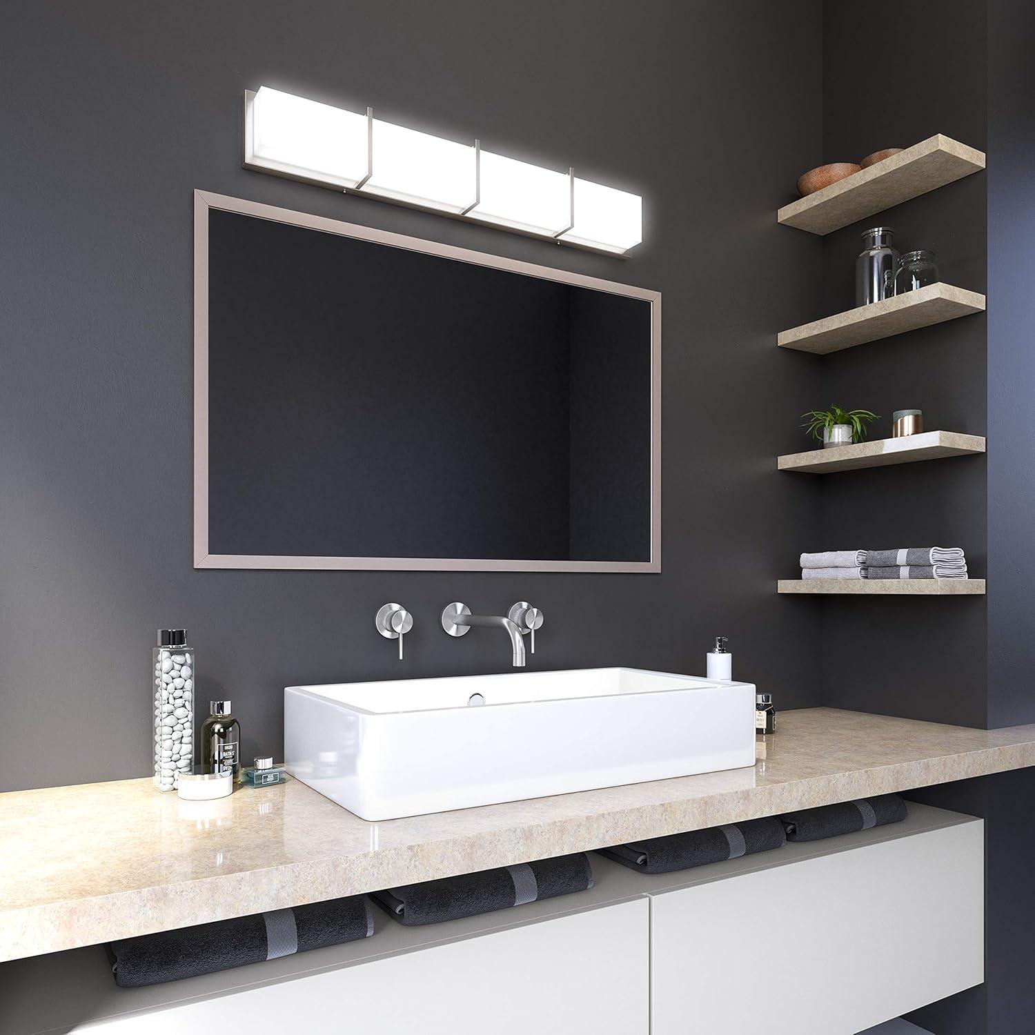 Artika Subway 35 in. 4-Light Stainless Steel Modern Integrated LED Vanity Light Bar
