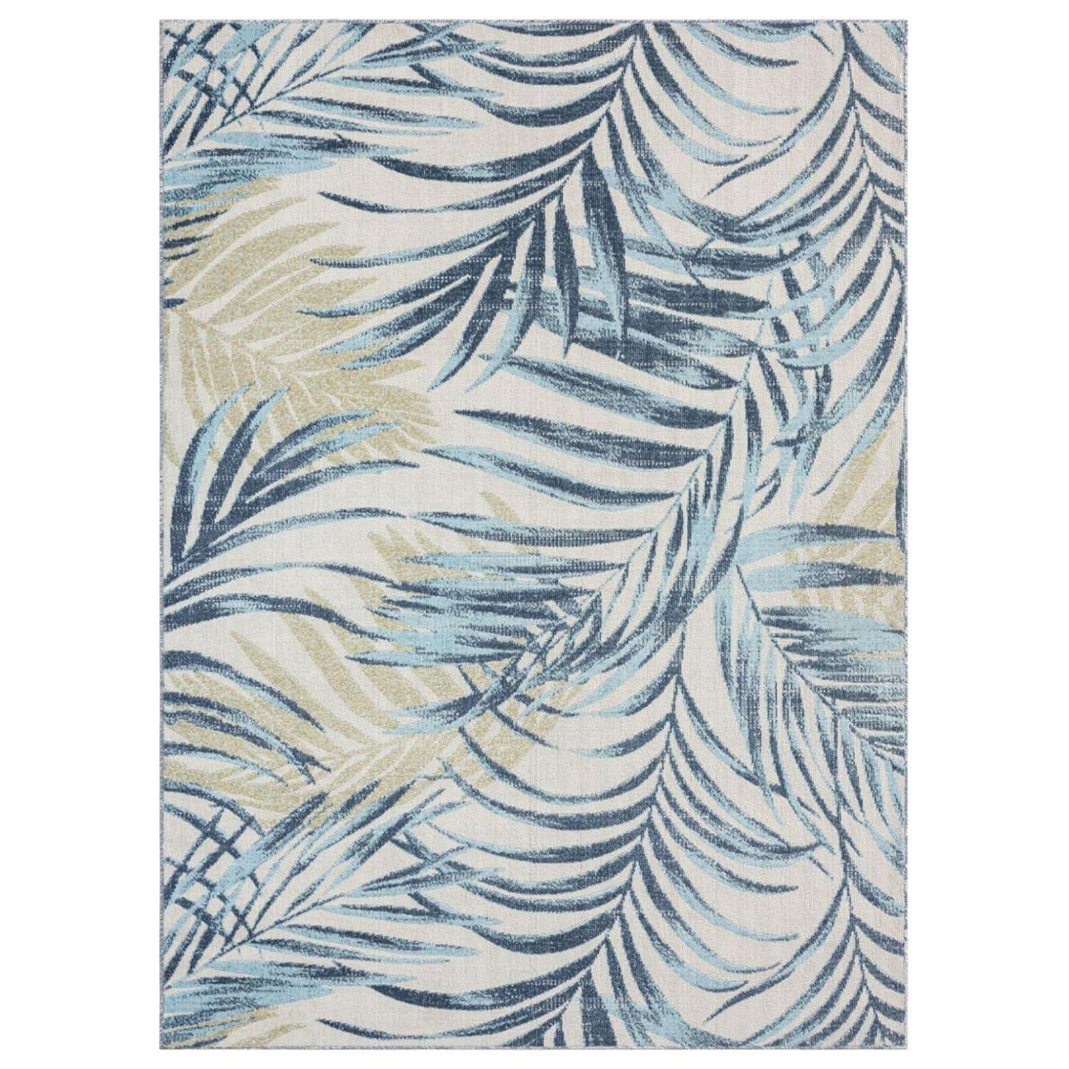 Tommy Bahama Malibu Palm Springs Coastal Indoor/Outdoor Area Rug, Ivory/Aqua Blue