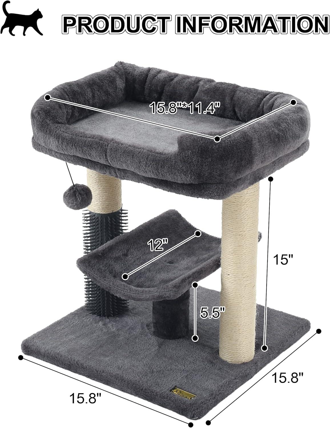 Hoopet cat Tree Tower,cat Scratching Post for Indoor Cats,Featuring with Super Cozy Perch,Cat Self Groomer and Interactive Dangling Ball Great for Kittens and Cats