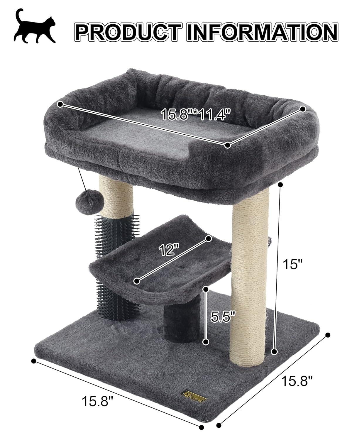 Hoopet cat Tree Tower,cat Scratching Post for Indoor Cats,Featuring with Super Cozy Perch,Cat Self Groomer and Interactive Dangling Ball Great for Kittens and Cats