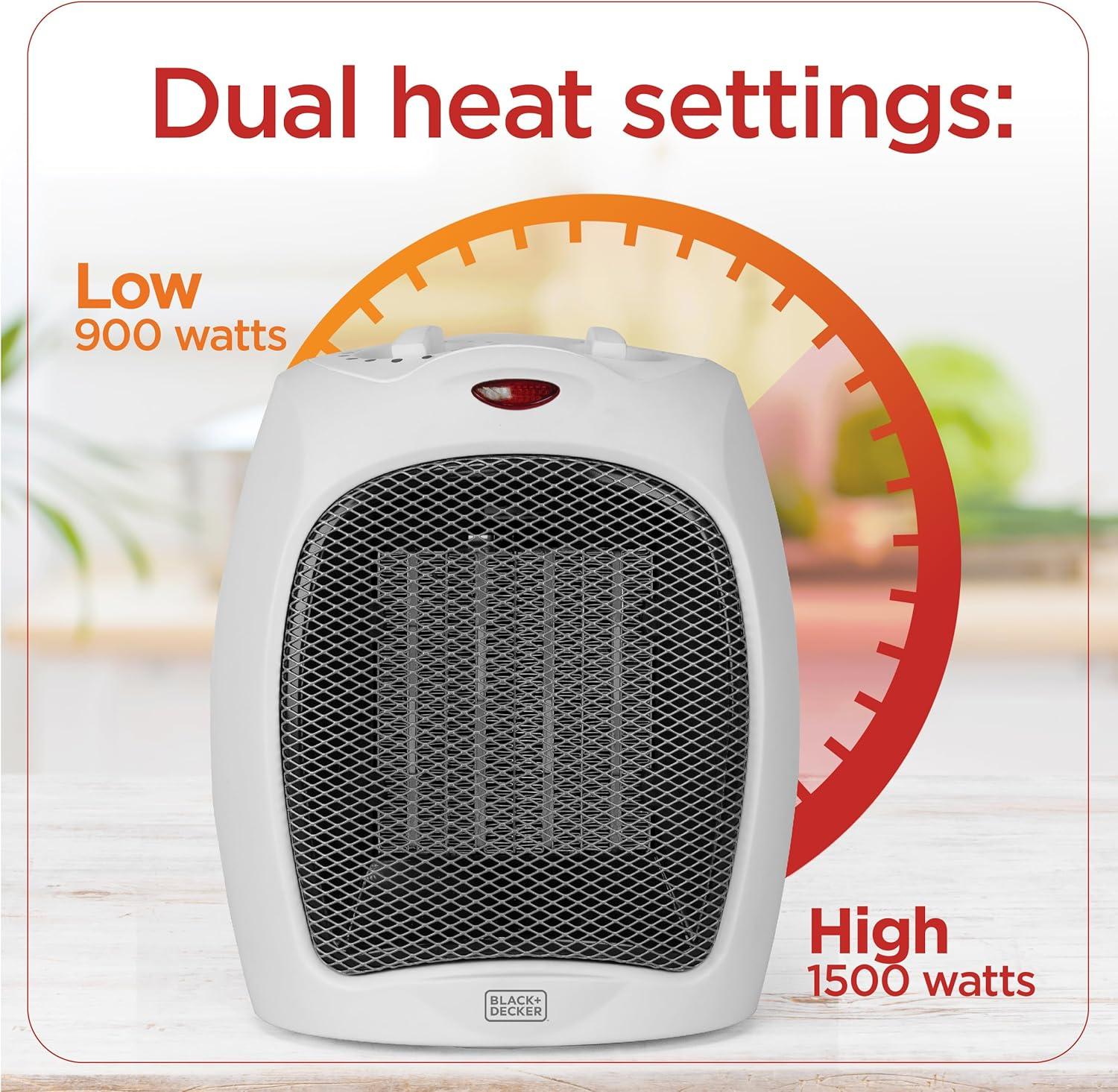 BLACK+DECKER Personal 1500 Watt Electric Fan Compact Heater with Manual Control