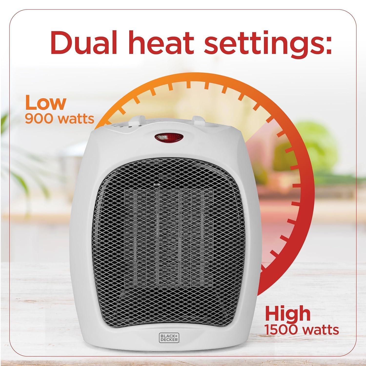 BLACK+DECKER Personal 1500 Watt Electric Fan Compact Heater with Manual Control