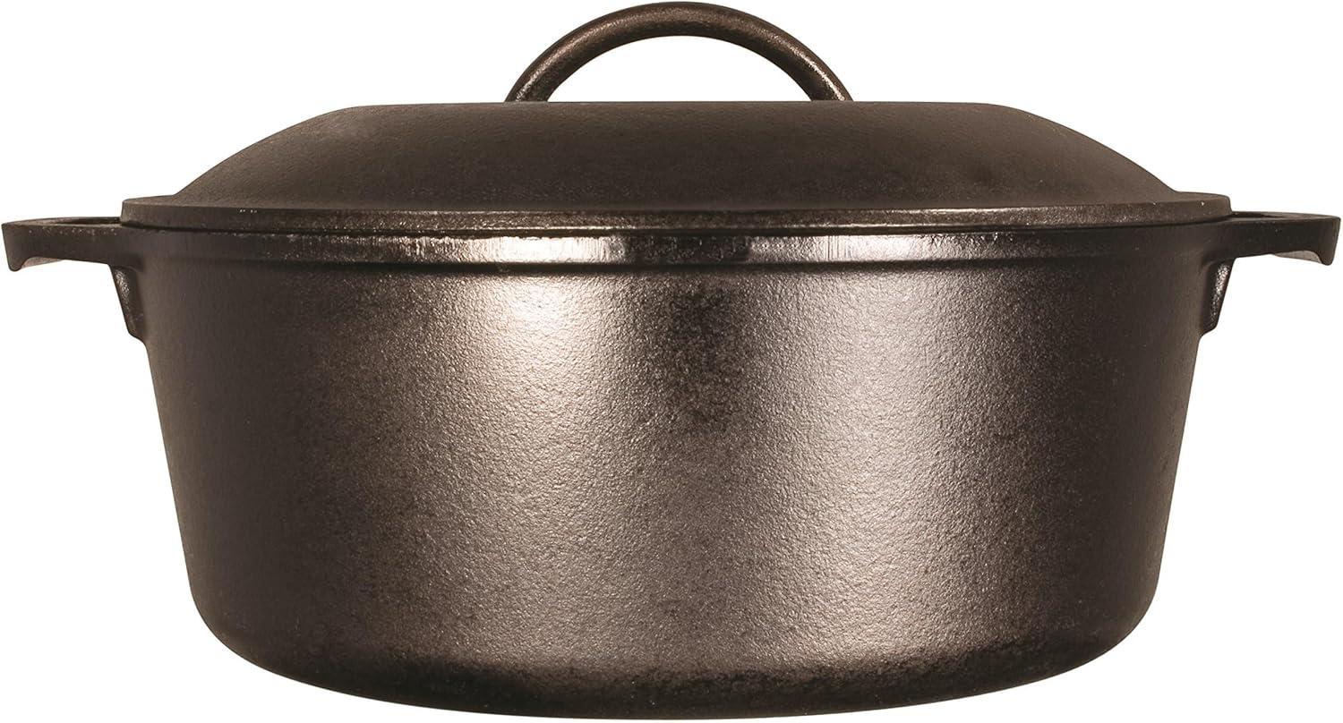 Black Enameled Cast Iron 7-Quart Dutch Oven with Loop Handles