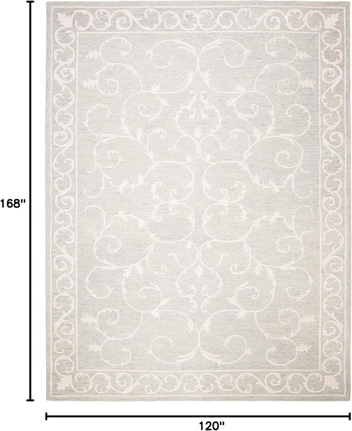 Ivory Hand-Tufted Wool 10' x 14' Rectangular Area Rug