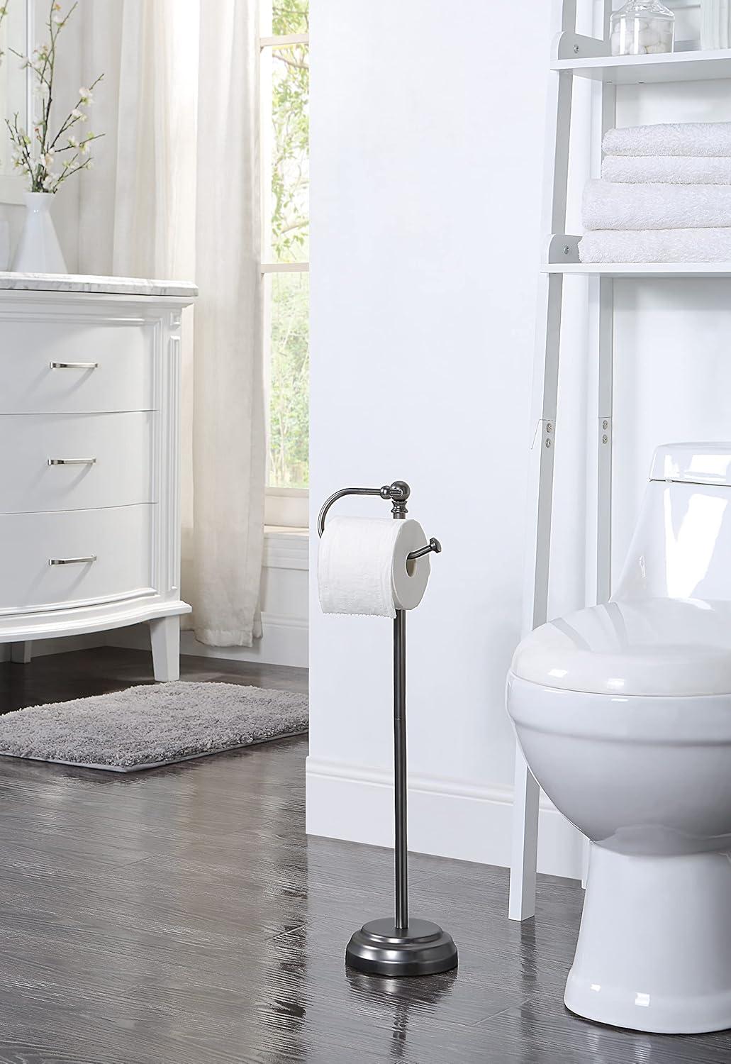 SunnyPoint Bathroom Free Standing Toilet Paper Roll Holder Stand WF-HLS-KD-02BN