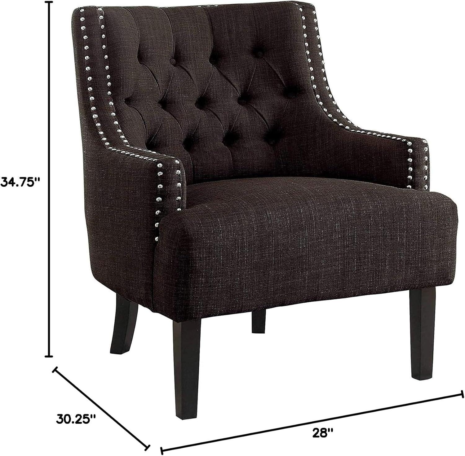 Homelegance Diamond Tufted Upholstered Accent Chair, 18 Inches High, Chocolate