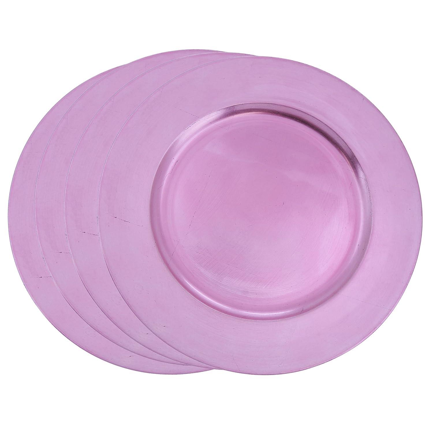 Saro Lifestyle Classic Solid Color Charger Plates, Pink, 13" Round