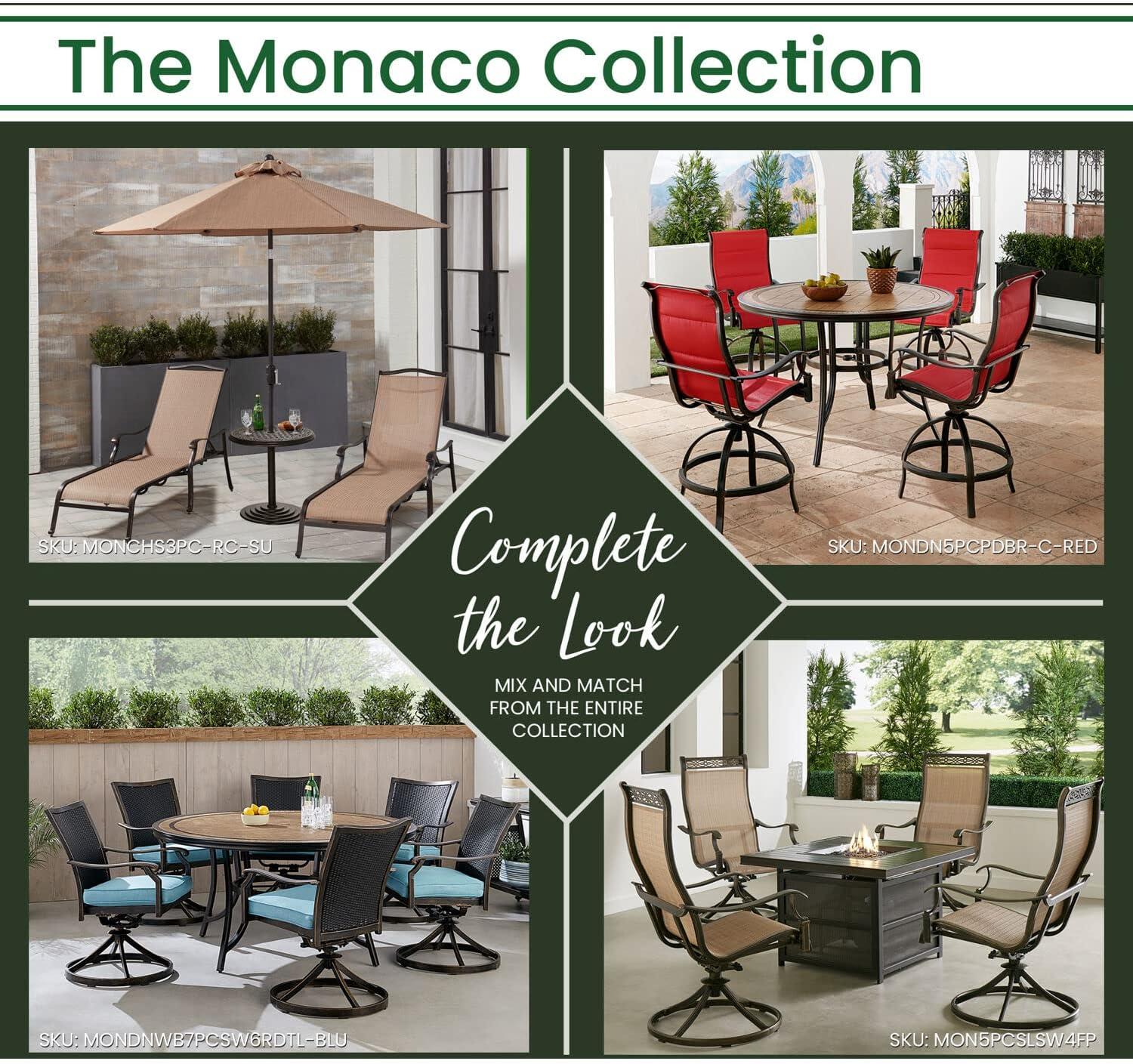 Hanover Monaco 7-Piece Rust-Free Aluminum Outdoor Patio Dining Set with 6 PVC Swivel Rockers and Tempered Glass Rectangular Dining Table, MONDN7PCSWG