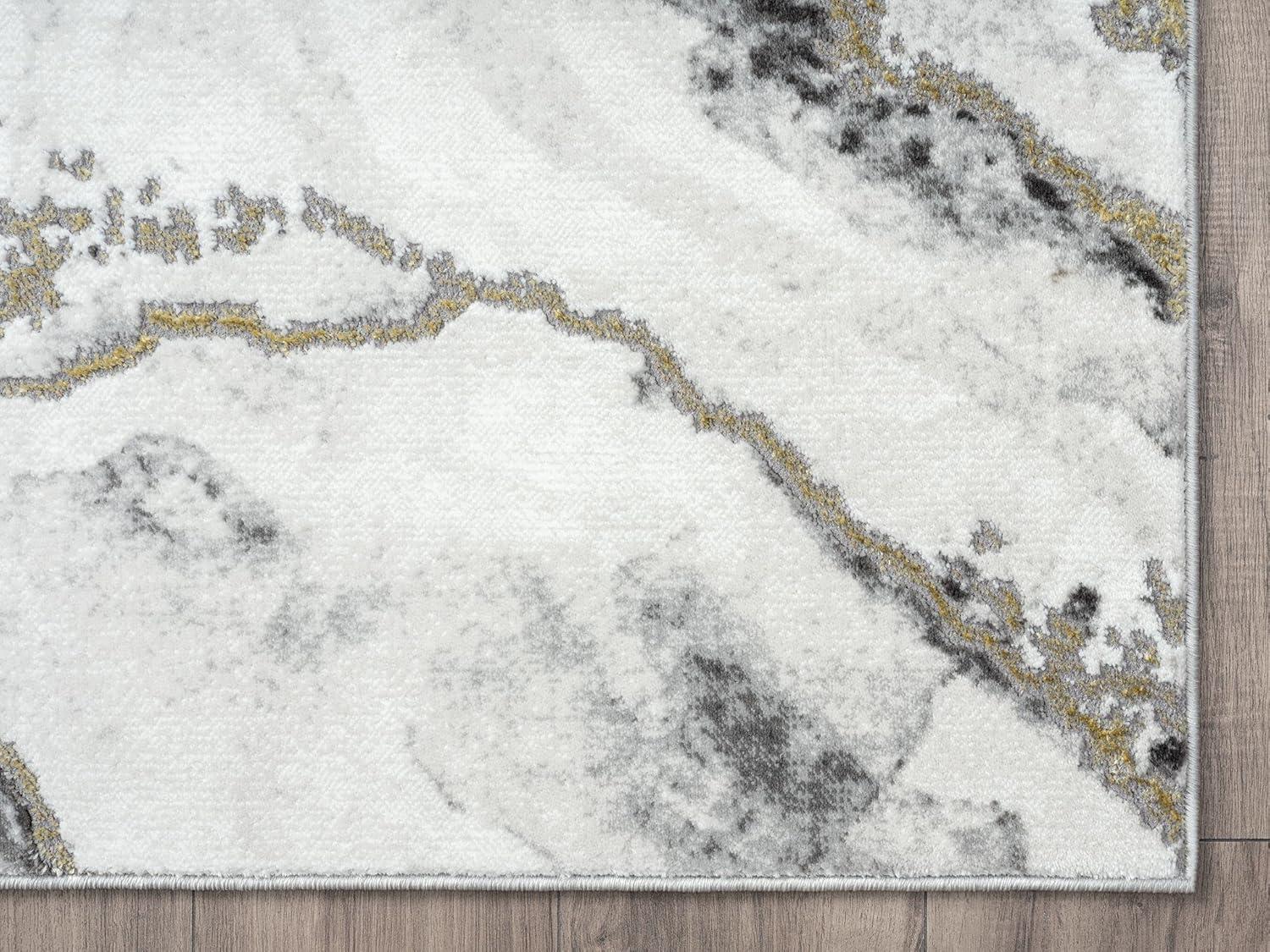 Abani Contemporary Abstract Turkish Area Rug, Laguna Collection Grey & Yellow Modern 2'3¨ x 12' Rectangle Accent Rugs