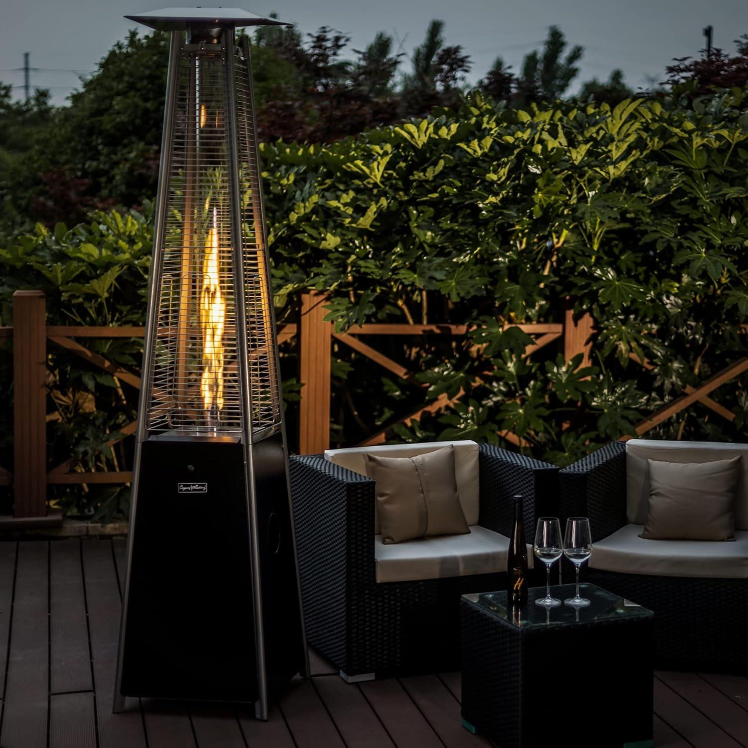LEGACY HEATING Outdoor Patio Heater with Reflector Shield, 40,000 BTU Propane Patio Heater with Wheels for Commercial, Residential, Garden, Porch, Party, Deck(Mocha)