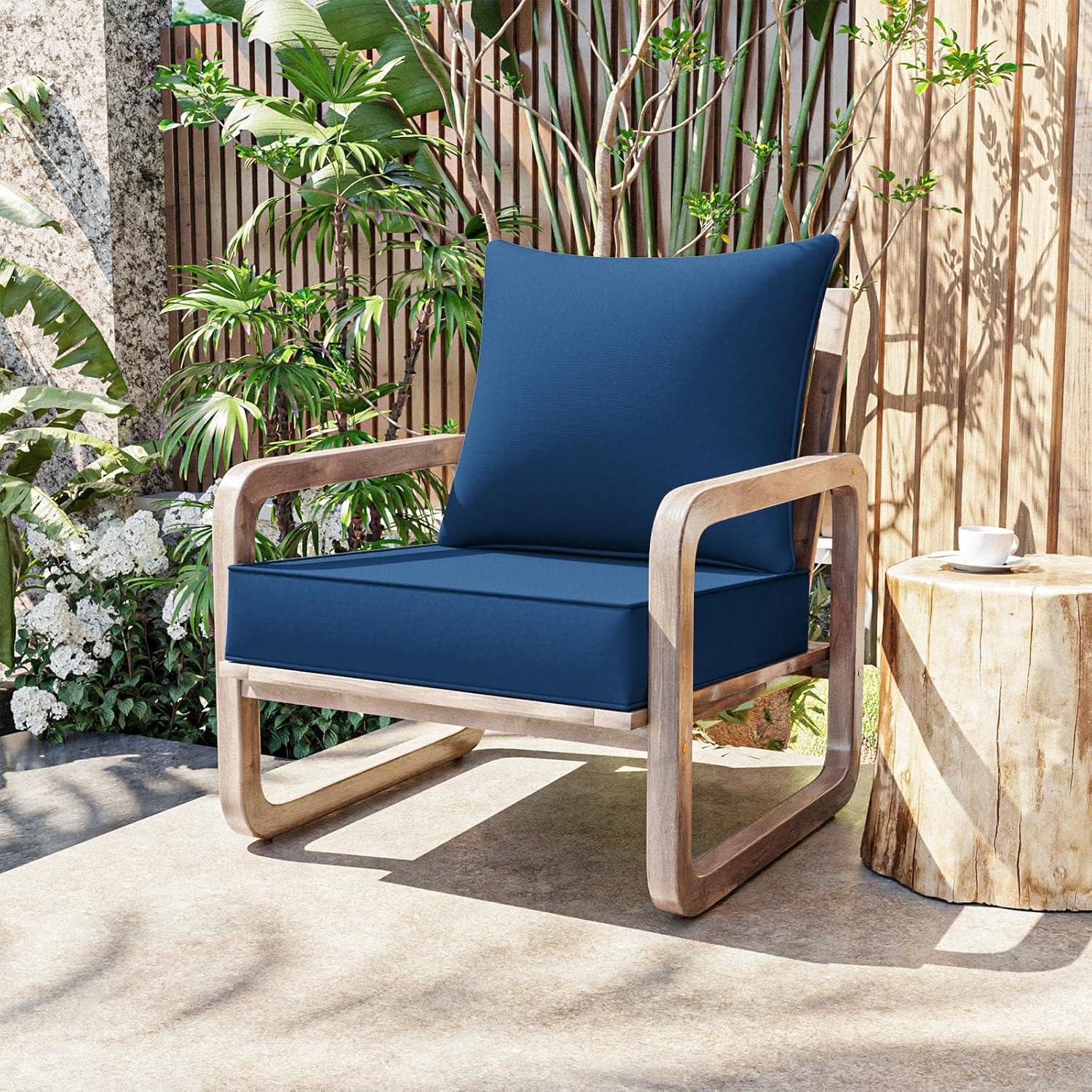 Outdoor Patio Chair Cushions Set 22 L X 22 W X 4 H Waterproof & Fade Resistant Deep Seat and Back Cushions with Removable Covers Outdoor Seat Cushion Set for Chairs and Sofas