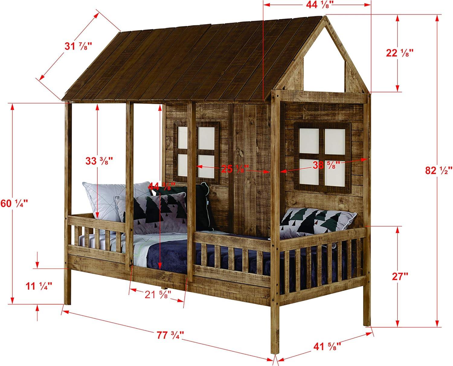 Donco Kids PD-1899TRD Twin Front Porch Low Loft, Rustic Driftwood