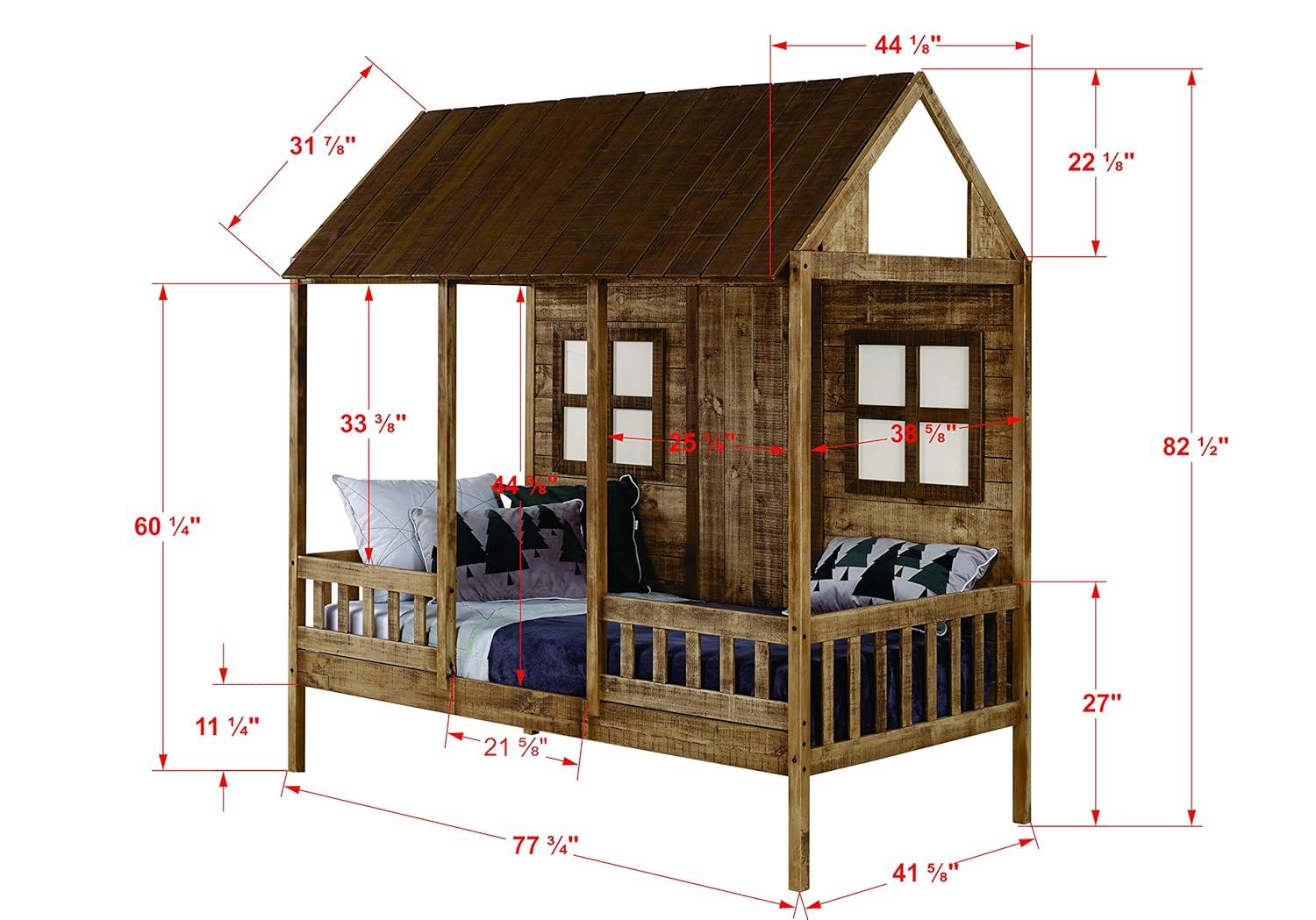Donco Kids PD-1899TRD Twin Front Porch Low Loft, Rustic Driftwood