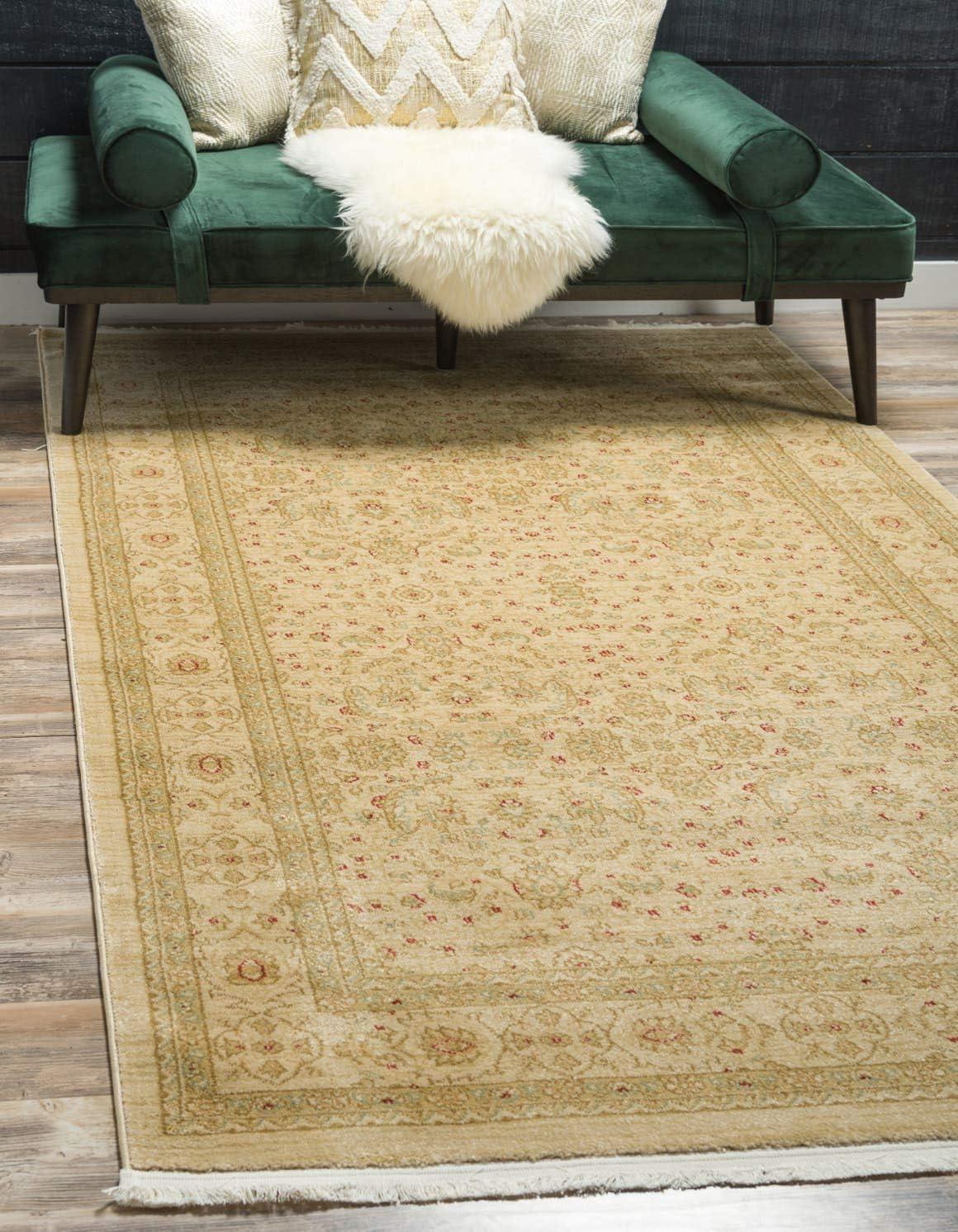 Elegant Cream 5' x 8' Rectangular Synthetic Area Rug