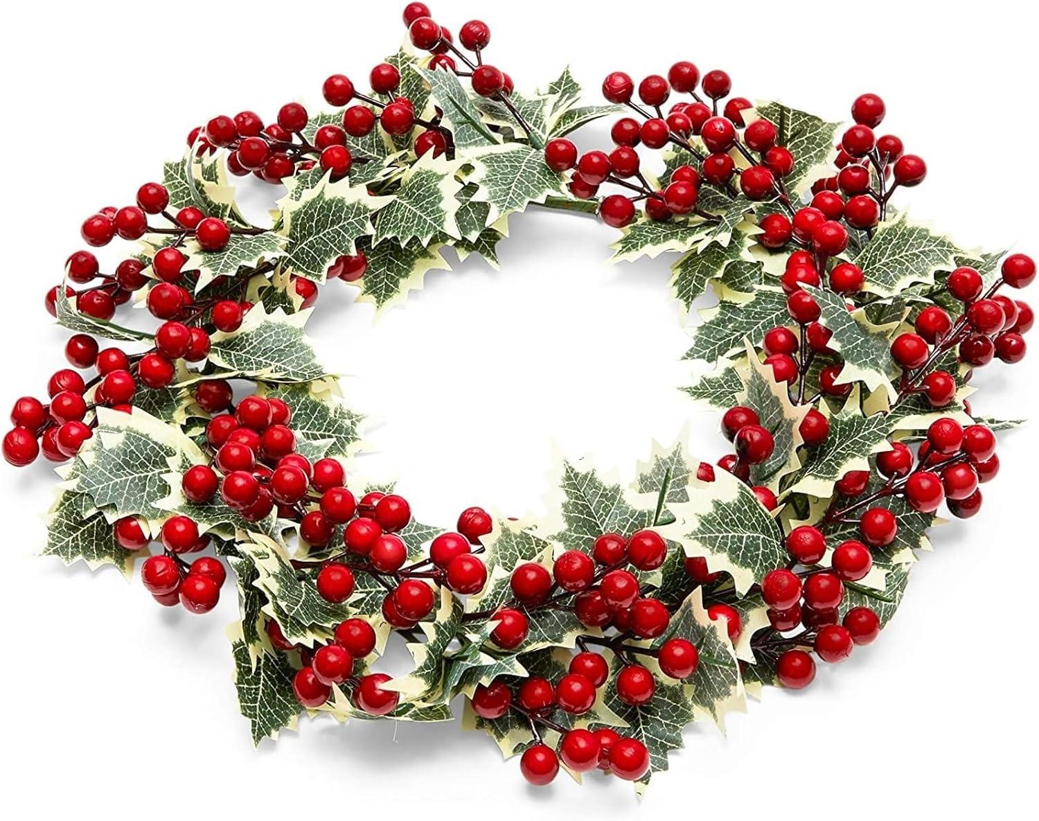 Farmlyn Creek Artificial Christmas Wreath with Holly Berries for Door Decoration (15.7 in)