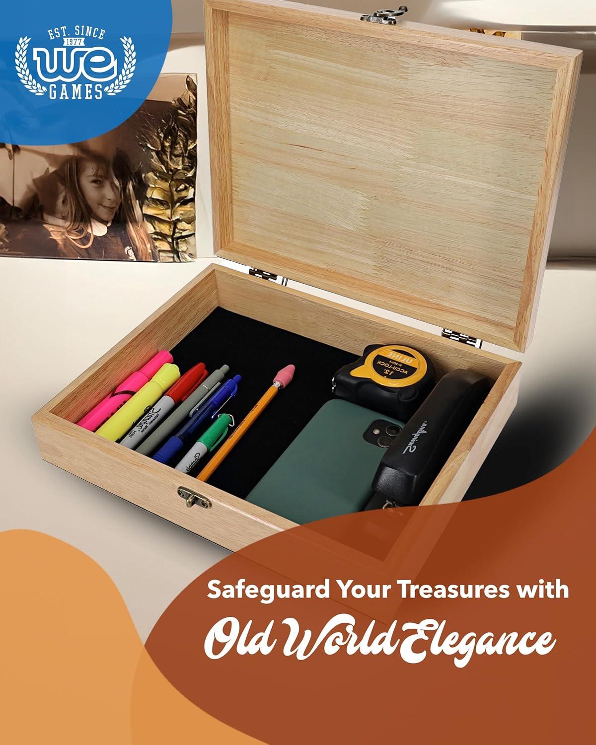 WE Games Wooden Keepsake Stash Box, Decorative Memory or Storage Box