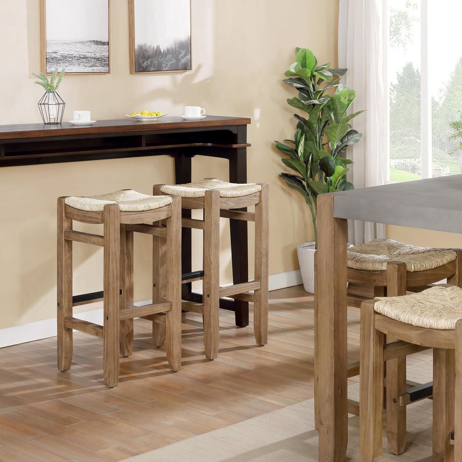 Alaterre Furniture Newport 30"H Wood Bar Stool with Rush Seat