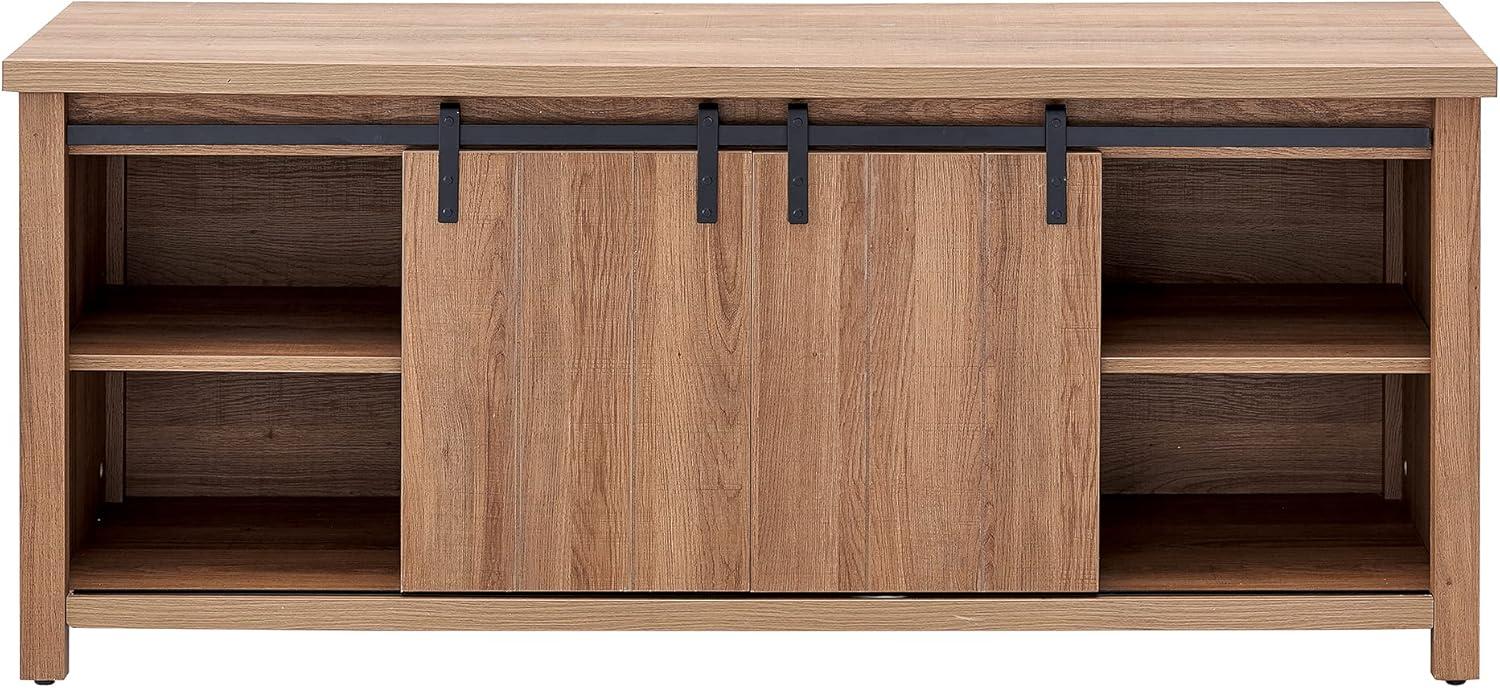 Evelyn&Zoe Deacon Rectangular TV Stand for TV's up to 65", Golden Oak
