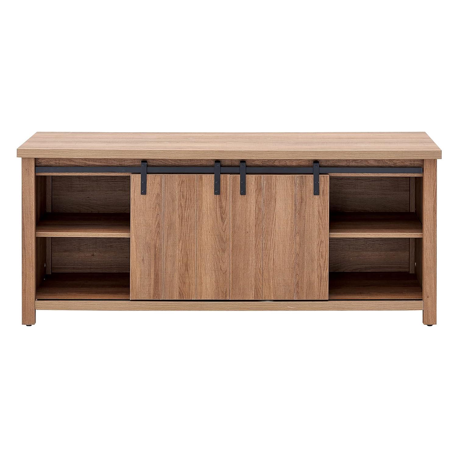 Evelyn&Zoe Deacon Rectangular TV Stand for TV's up to 65", Golden Oak