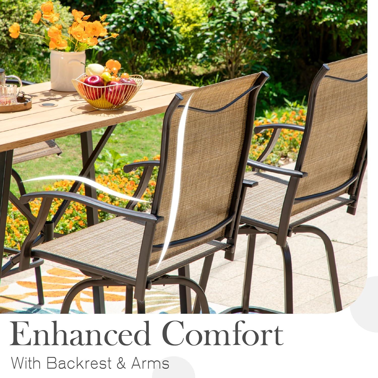 Swivel 4-Piece Metal Outdoor Bar Stool Chair High Bar Stools in Brown