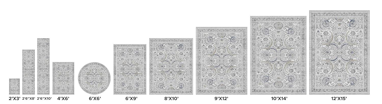 Amadeus Power Loom Oriental Area Rug in Ivory/Gray