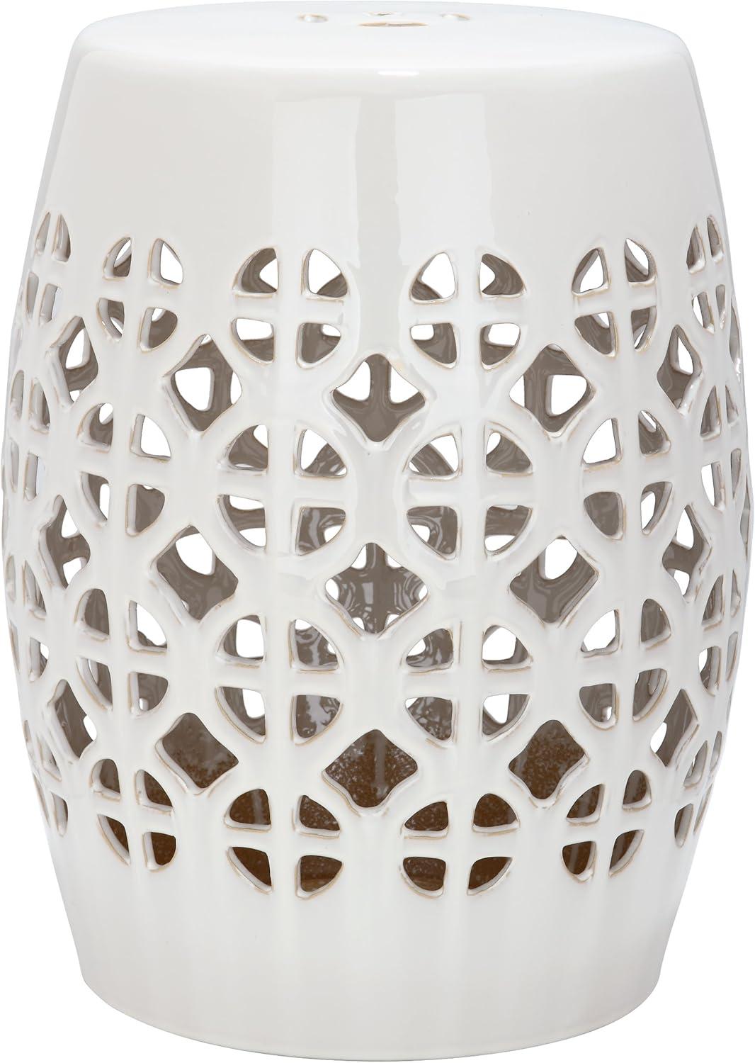 Circle Lattice Garden Stool - Indoor/Outdoor - ACS4508 - Creme - Safavieh