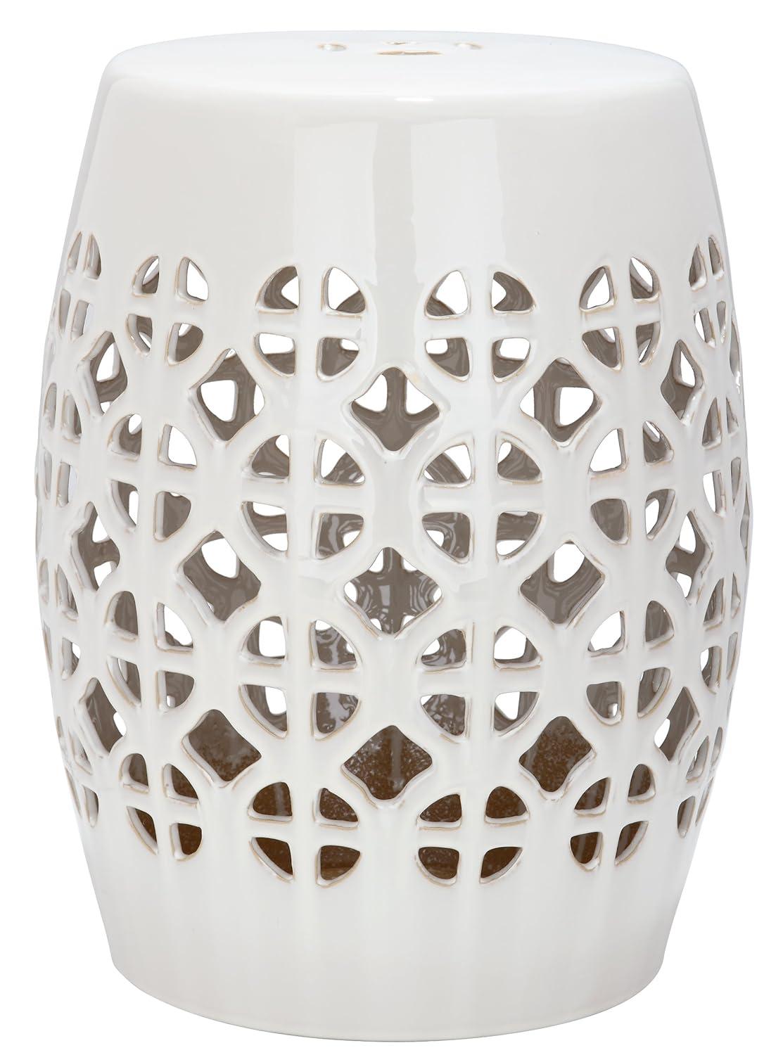 Circle Lattice Garden Stool - Indoor/Outdoor - ACS4508 - Creme - Safavieh