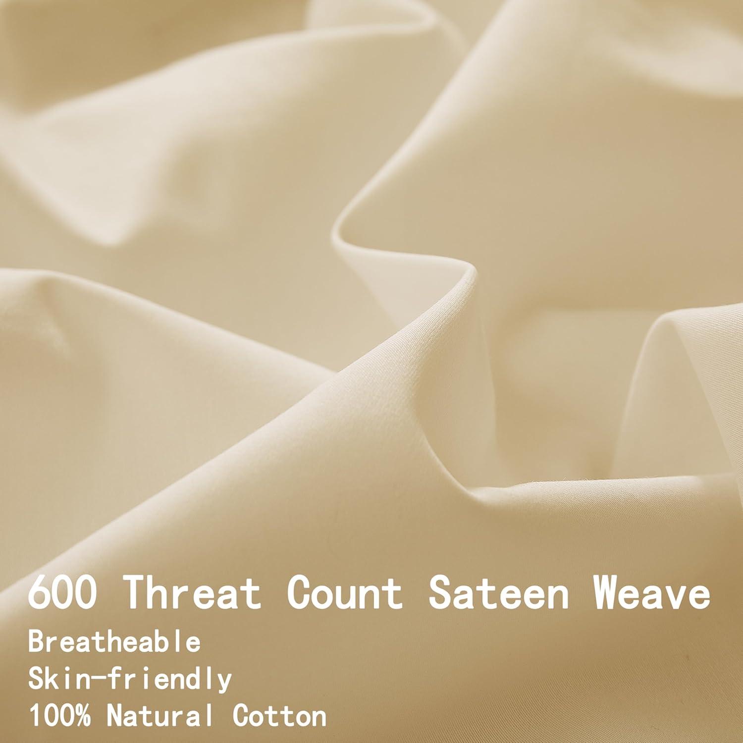 King Size 100% Egyptian Cotton Fitted Sheets 600 Thread Count 16" Deep Pocket, Ultra-Soft Hotel Luxury, Durable, Breathable and Comfy Bottom Sheet (1 Pack King Fitted Sheet, White)