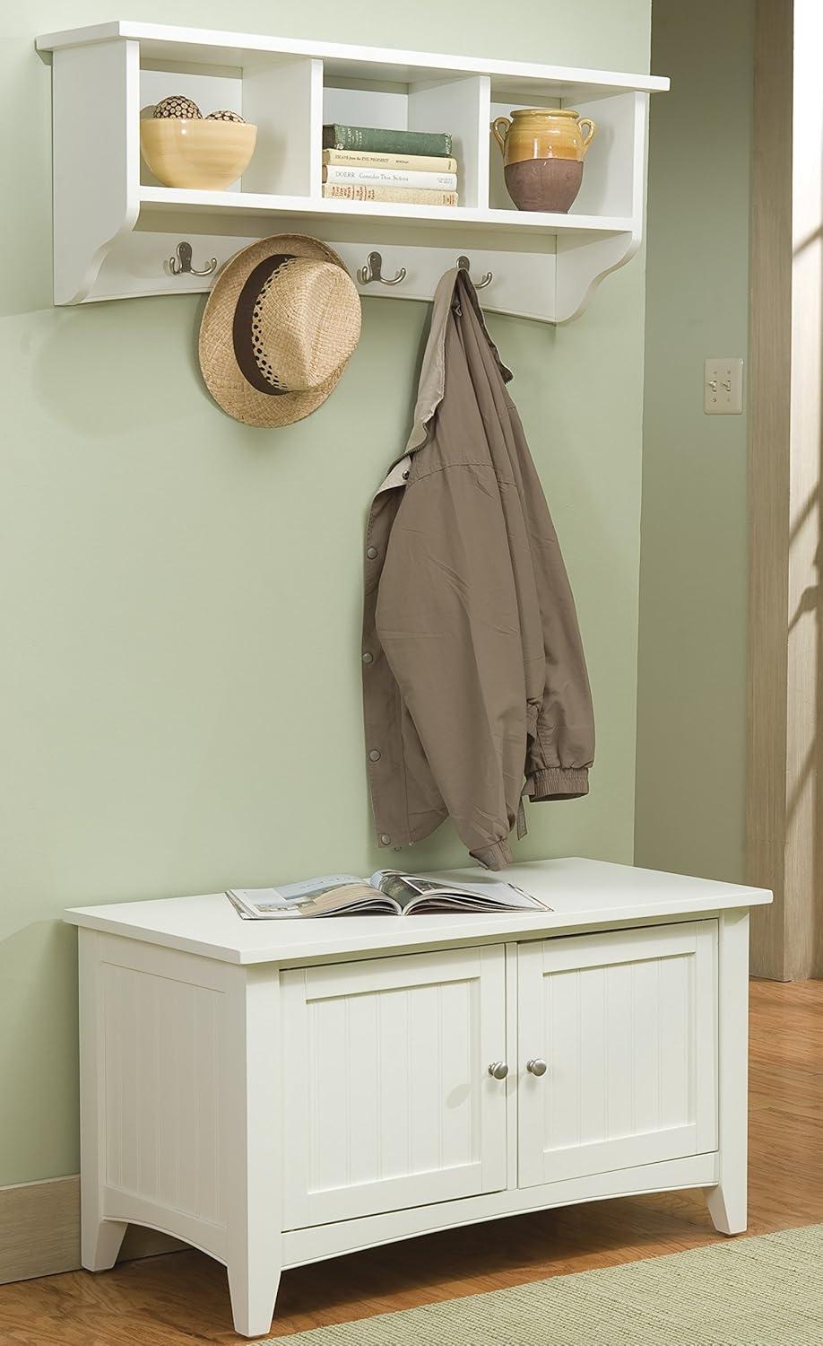 Shaker Cottage Storage Coat Hook with Cabinet Bench Set - Alaterre Furniture