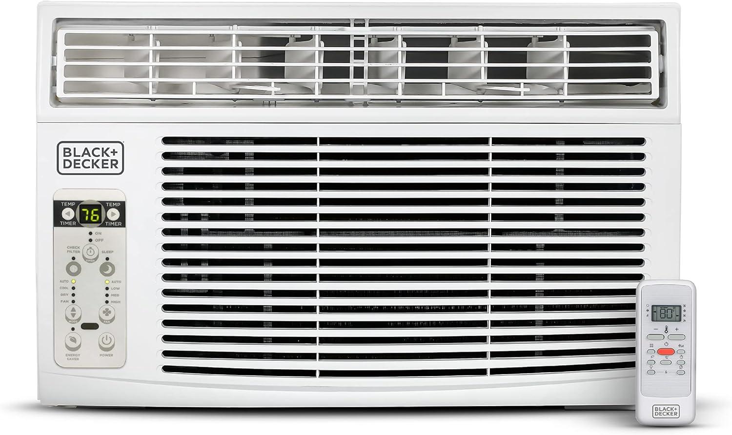 BLACK+DECKER 6000 BTU Window Air Conditioner Unit, AC Cools Up to 250 Square Feet, White