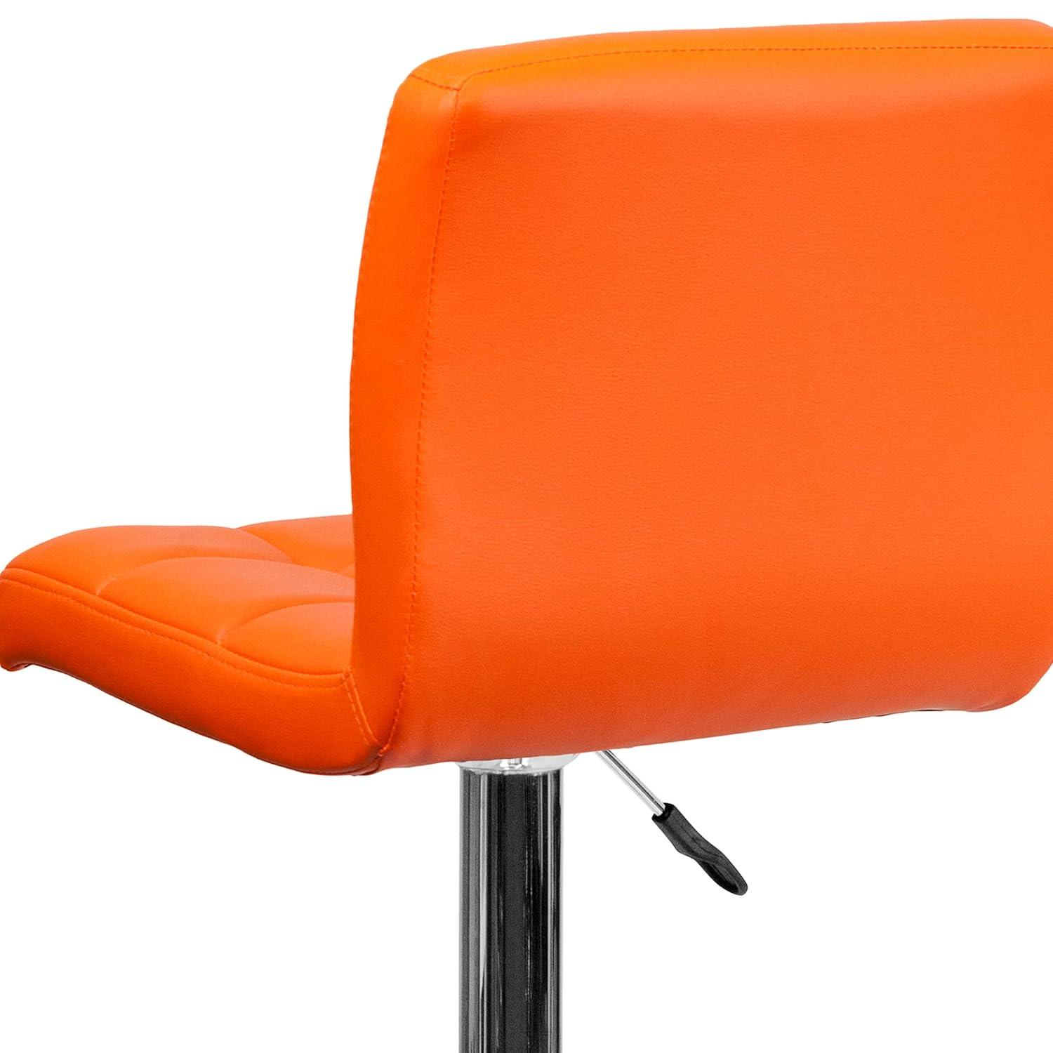 Flash Furniture Contemporary Orange Quilted Vinyl Adjustable Height Barstool with Chrome Base