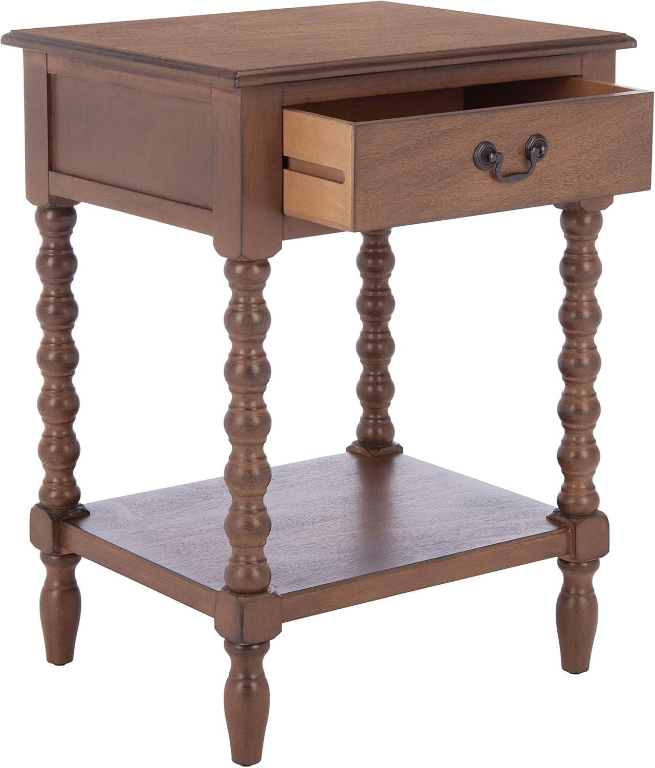 Solid Wood Top End Table with Storage