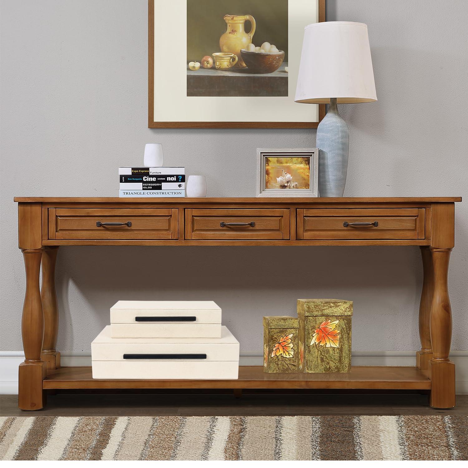 Faux  Leather Decorative Jewelry Storage Nesting Organizer Boxes with Lids Gold Handle Set of 3, Black