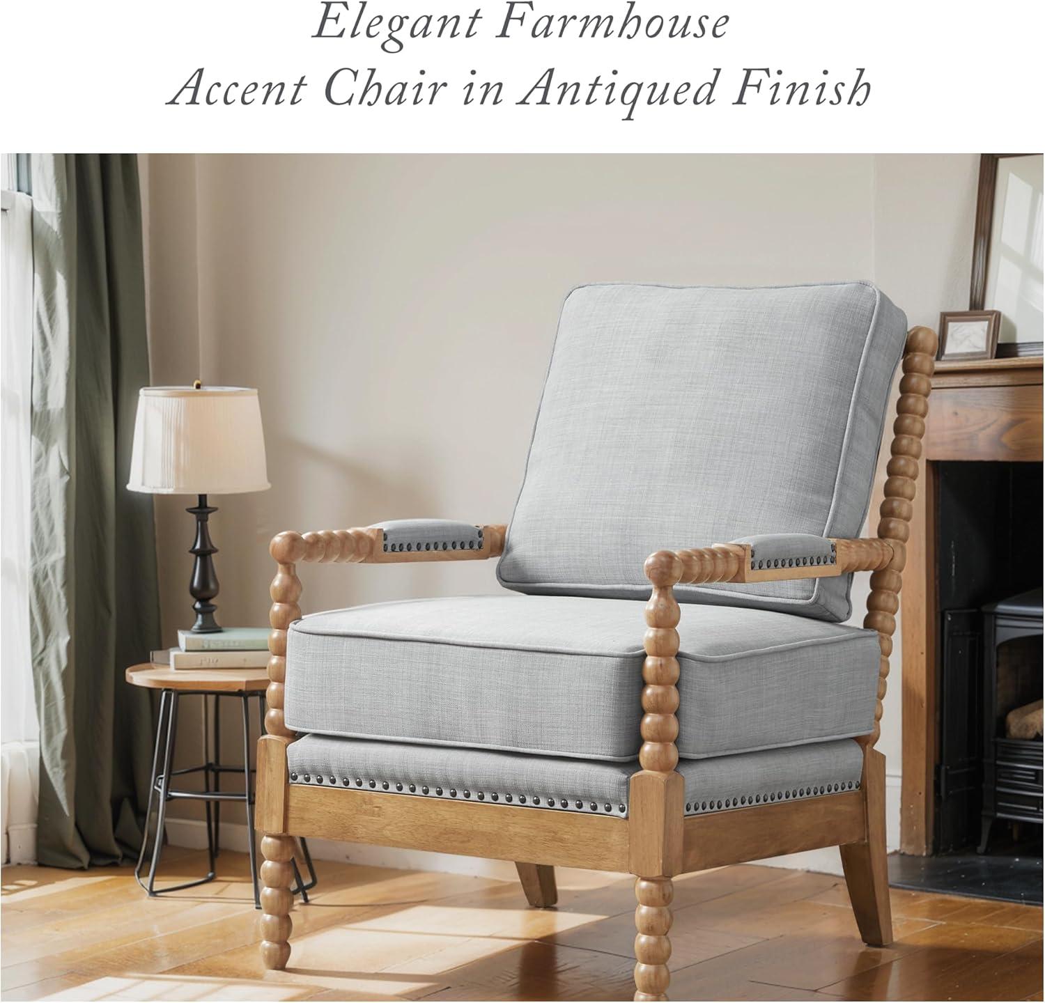 Madison Park Lyla Accent Chair Beige: Upholstered, Plywood Frame, Removable Cushions