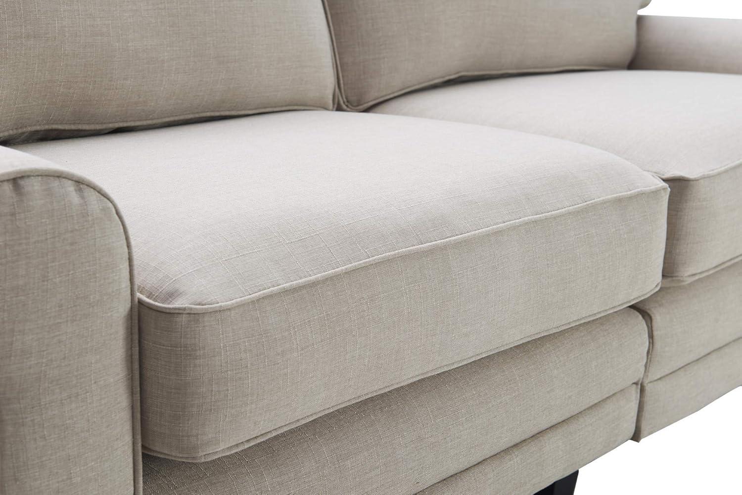 Copenhagen 73" Light Gray Fabric Sofa with Pillowed Back and Rounded Arms