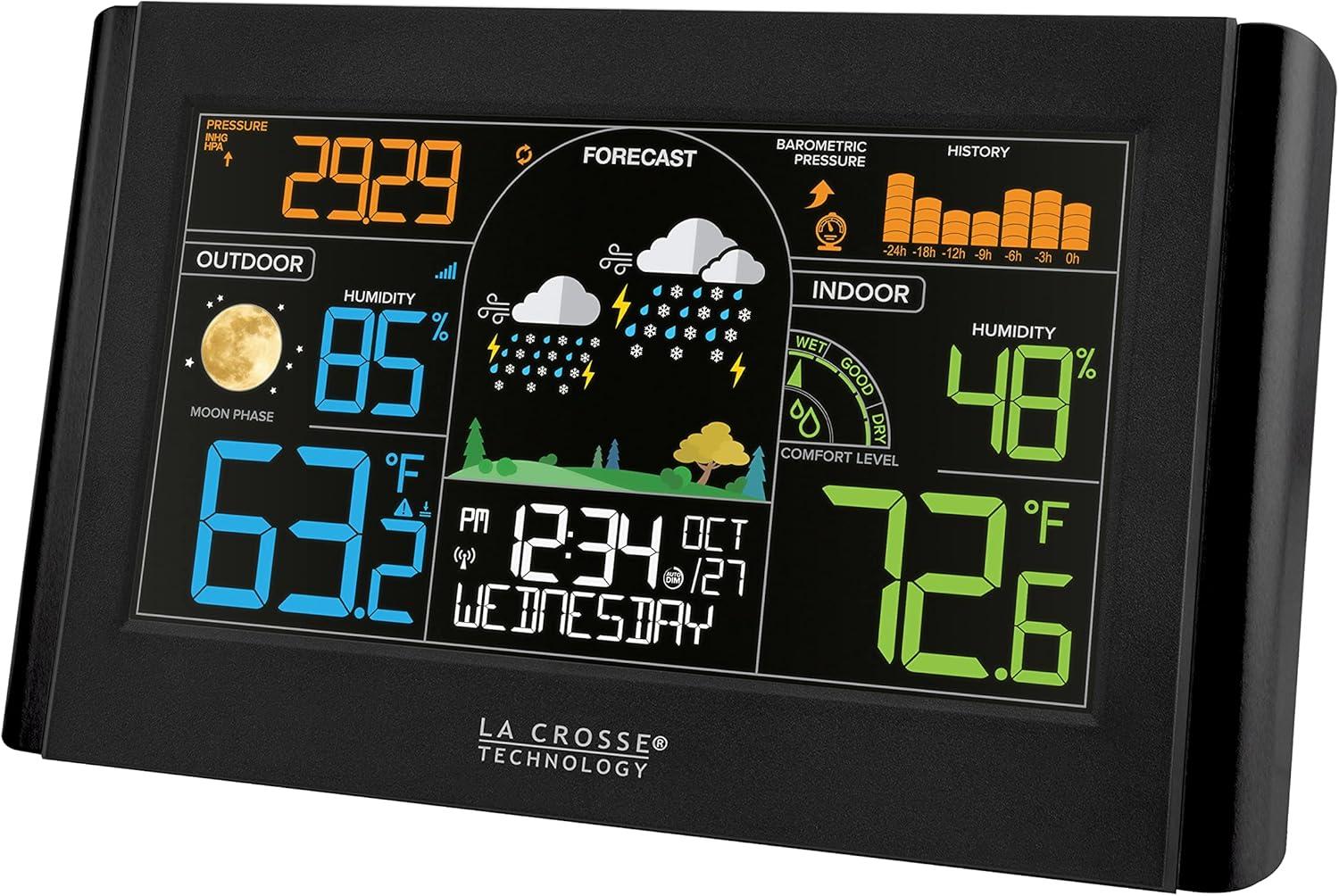 Black Wireless Color Weather Station with Humidity Sensor