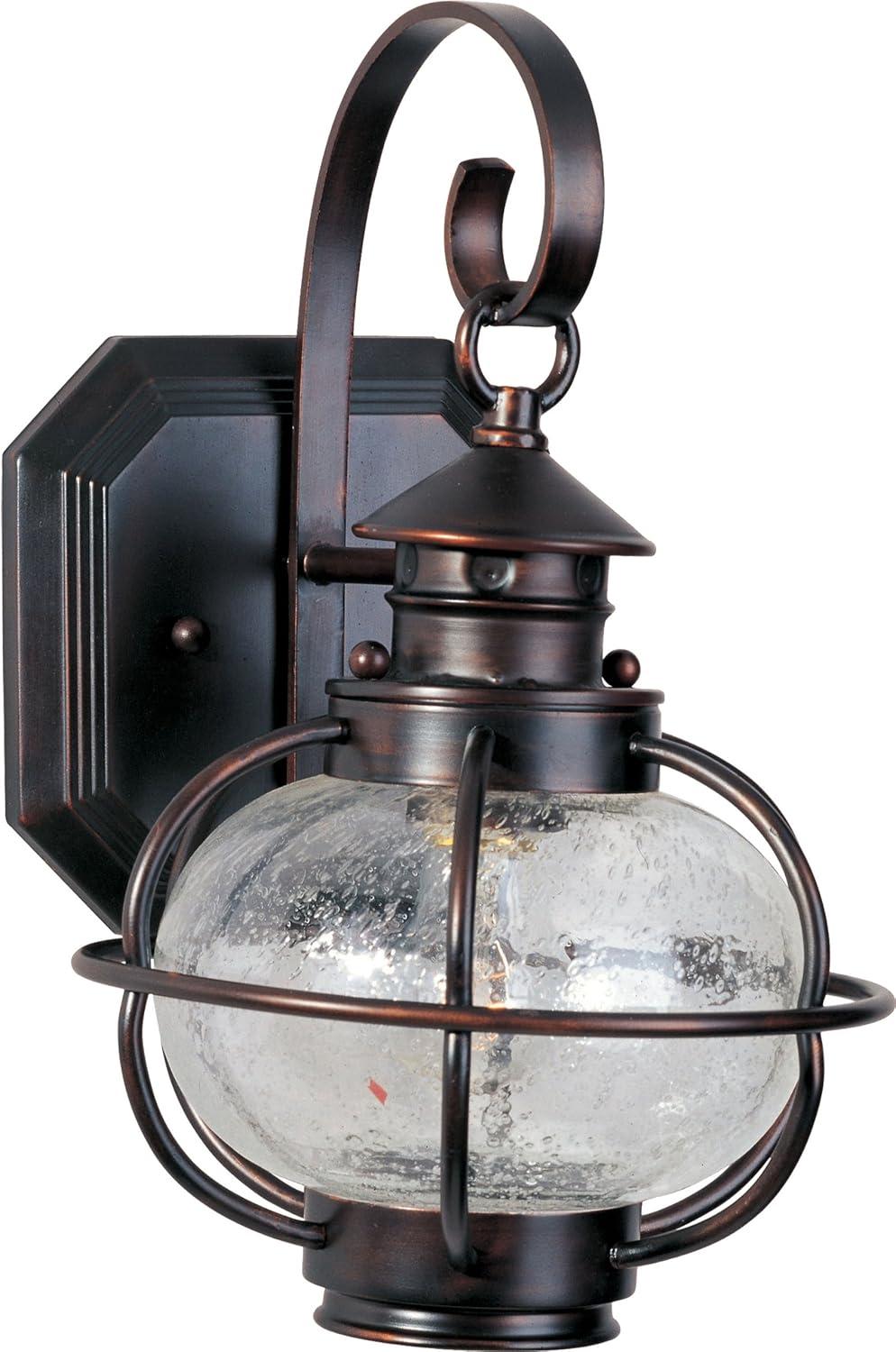 Oil Rubbed Bronze Seedy Glass Outdoor Wall Lantern