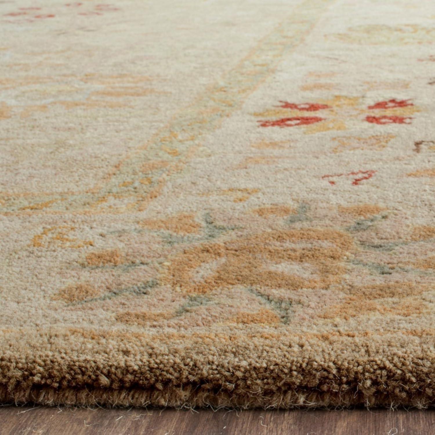 SAFAVIEH Antiquity Whitaker Floral Bordered Wool Area Rug, Taupe/Beige, 9'6" x 13'6"