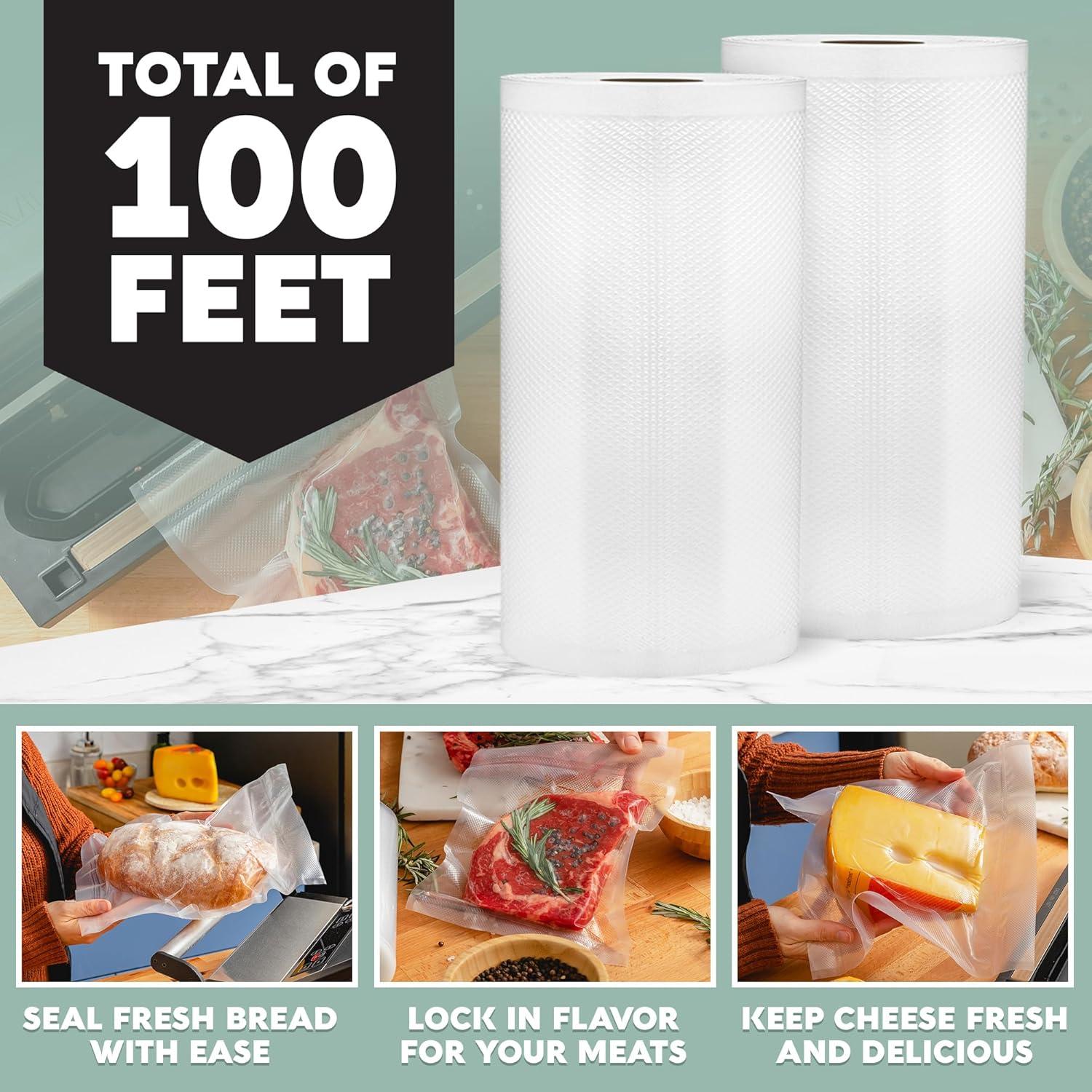 Avid Armor Vacuum Sealer Bags for Food, 11''x50' & 8''x50' Vacuum Heat-Seal Rolls, 100ft Food Saver Bags