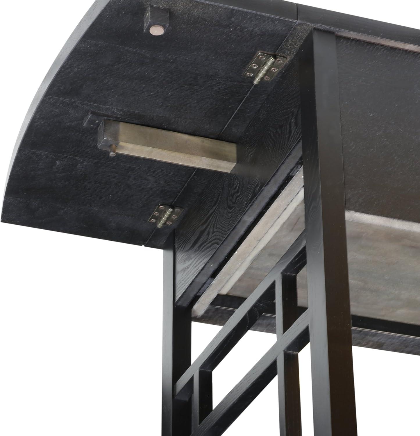 Solid + Manufactured Wood Drop Leaf Computer Writing Desk in Chocolate Oak