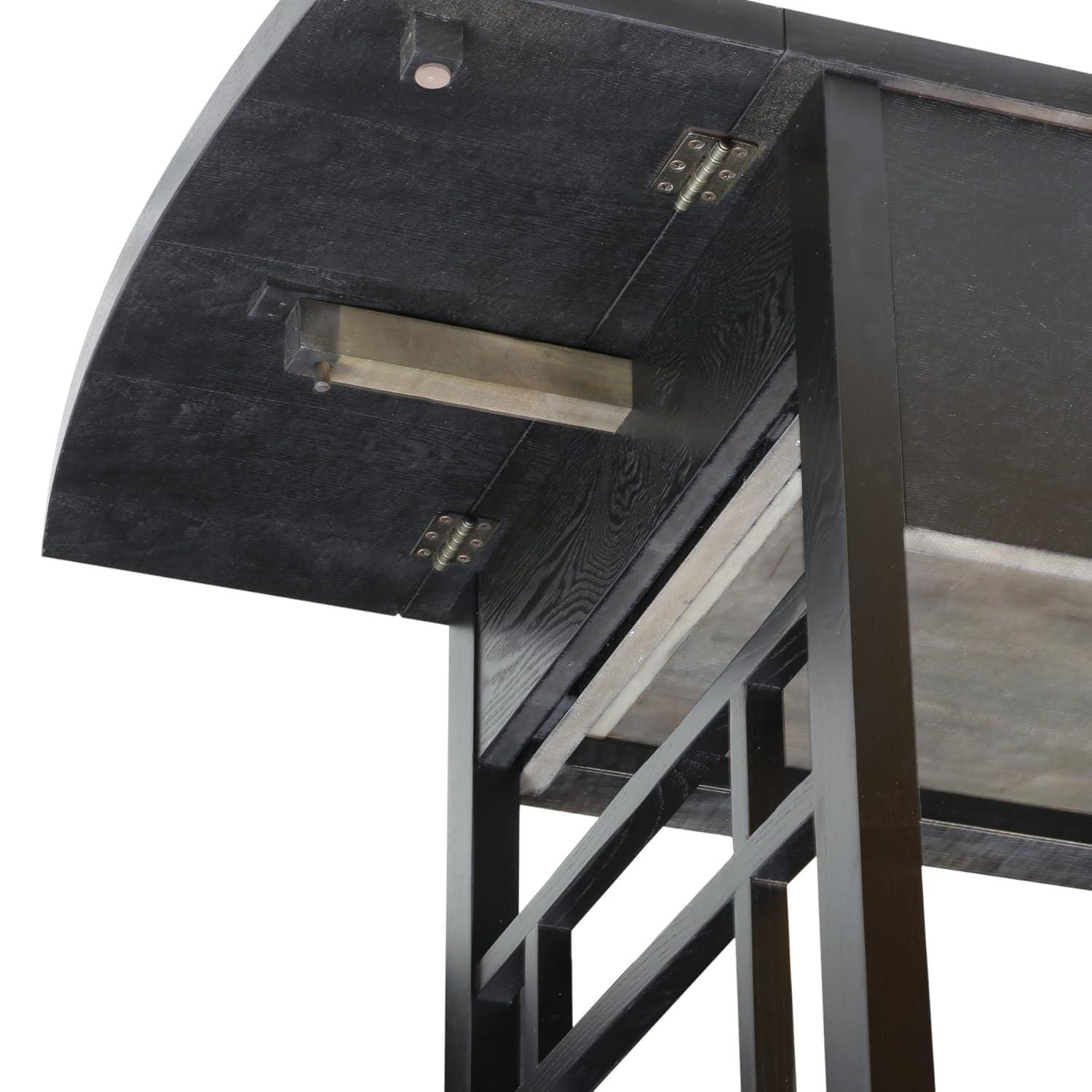 Solid + Manufactured Wood Drop Leaf Computer Writing Desk in Chocolate Oak